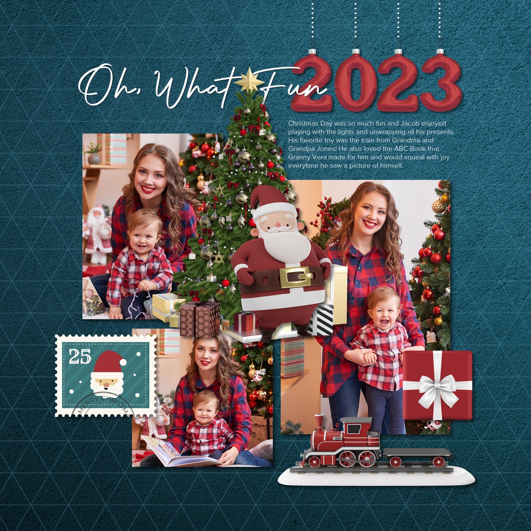 Santa Claus Christmas Overlays Digital Scrapbook Kit