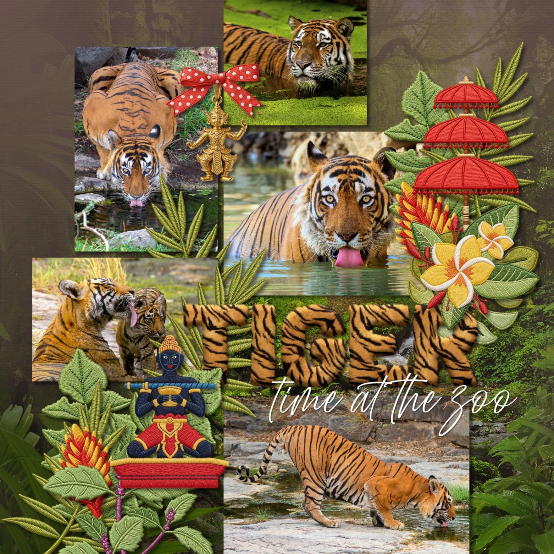Document your world travel digital scrapbooking pages with these authentic embroidered patches by Crafty Clover digital art celebrating Southeast Asia. Countries include Cambodia, Laos, Myanmar, Burma, Thailand, Vietnam, Singapore, Brunei, Indonesia, Malaysia, Philippines, and more! Embellishments include airplane window, Gibbon monkey, Cockatiel, Cockatoo, eel, elephant, fish, Arowana, Komodo Dragon, Langur monkey, Proboscis monkey, Red Panda, snake, Water Buffalo, mask, Barong Ritual, Big Hands Bridge