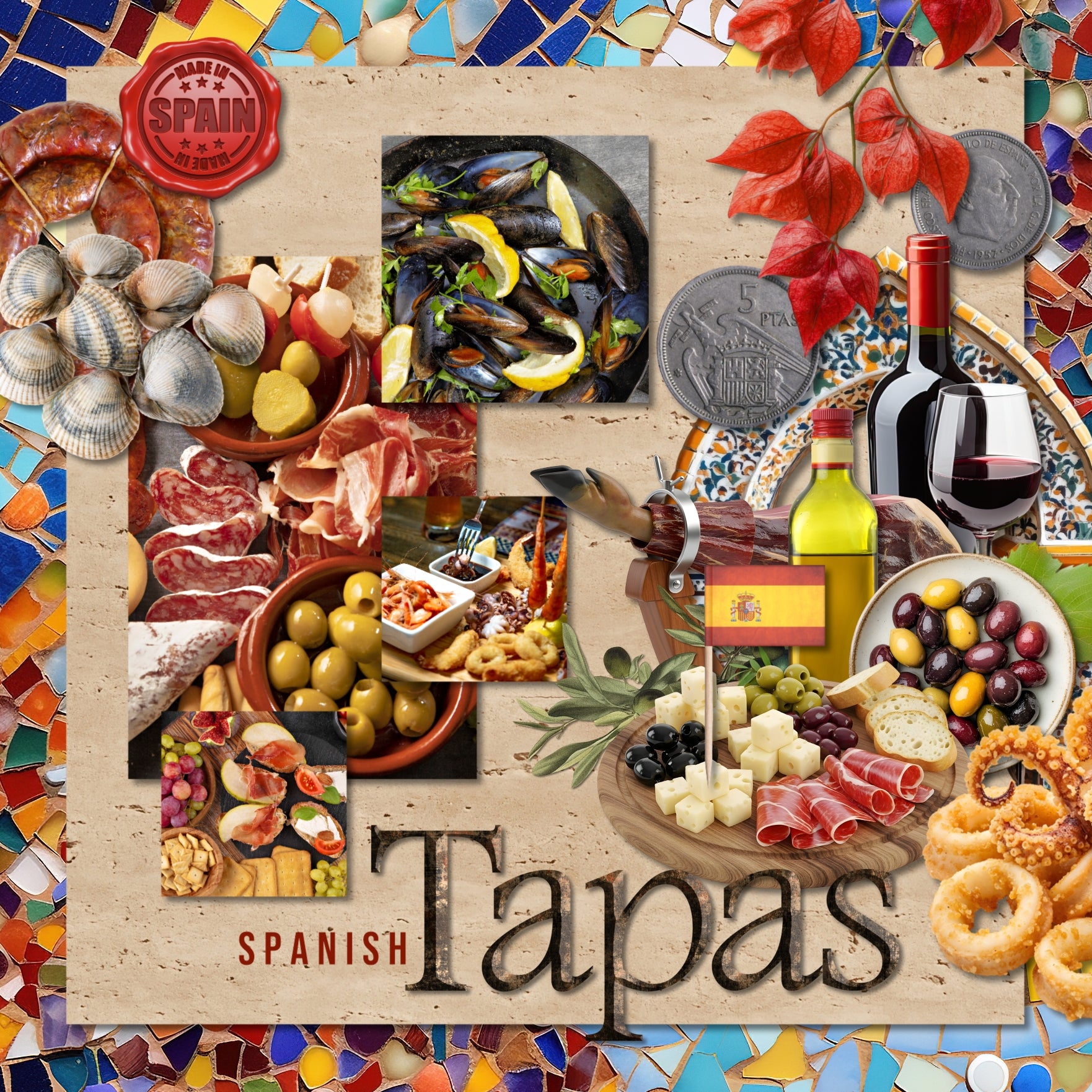 Adventure and explore through Spain with these beautiful and realistic embellishments, papers, clusters, and alpha set by Lucky Girl Creative digital art for digital scrapbooking. Whether you have taken a holiday to Spain, Portugal, or walked the Camino de Santiago trail, this collection will authentically accent your photos of Western Europe. Great for exploring Madrid, Barcelona, Valencia, Seville, and Zaragoza, too! Embellishments include airplane, flag of Spain, bull, arch, mosaic, architecture, Sagrada