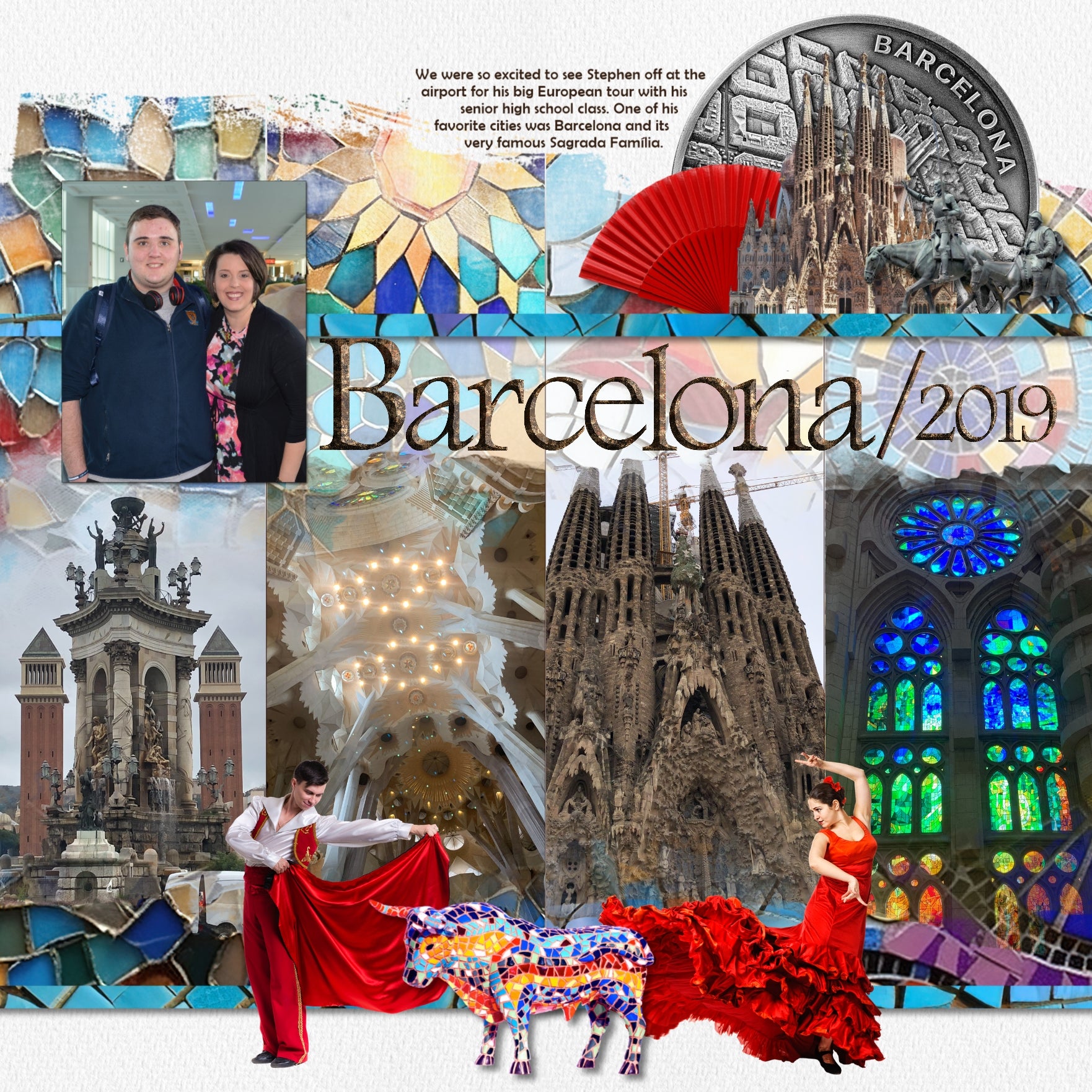 Adventure and explore through Spain with these beautiful and realistic embellishments, papers, clusters, and alpha set by Lucky Girl Creative digital art for digital scrapbooking. Whether you have taken a holiday to Spain, Portugal, or walked the Camino de Santiago trail, this collection will authentically accent your photos of Western Europe. Great for exploring Madrid, Barcelona, Valencia, Seville, and Zaragoza, too! Embellishments include airplane, flag of Spain, bull, arch, mosaic, architecture, Sagrada