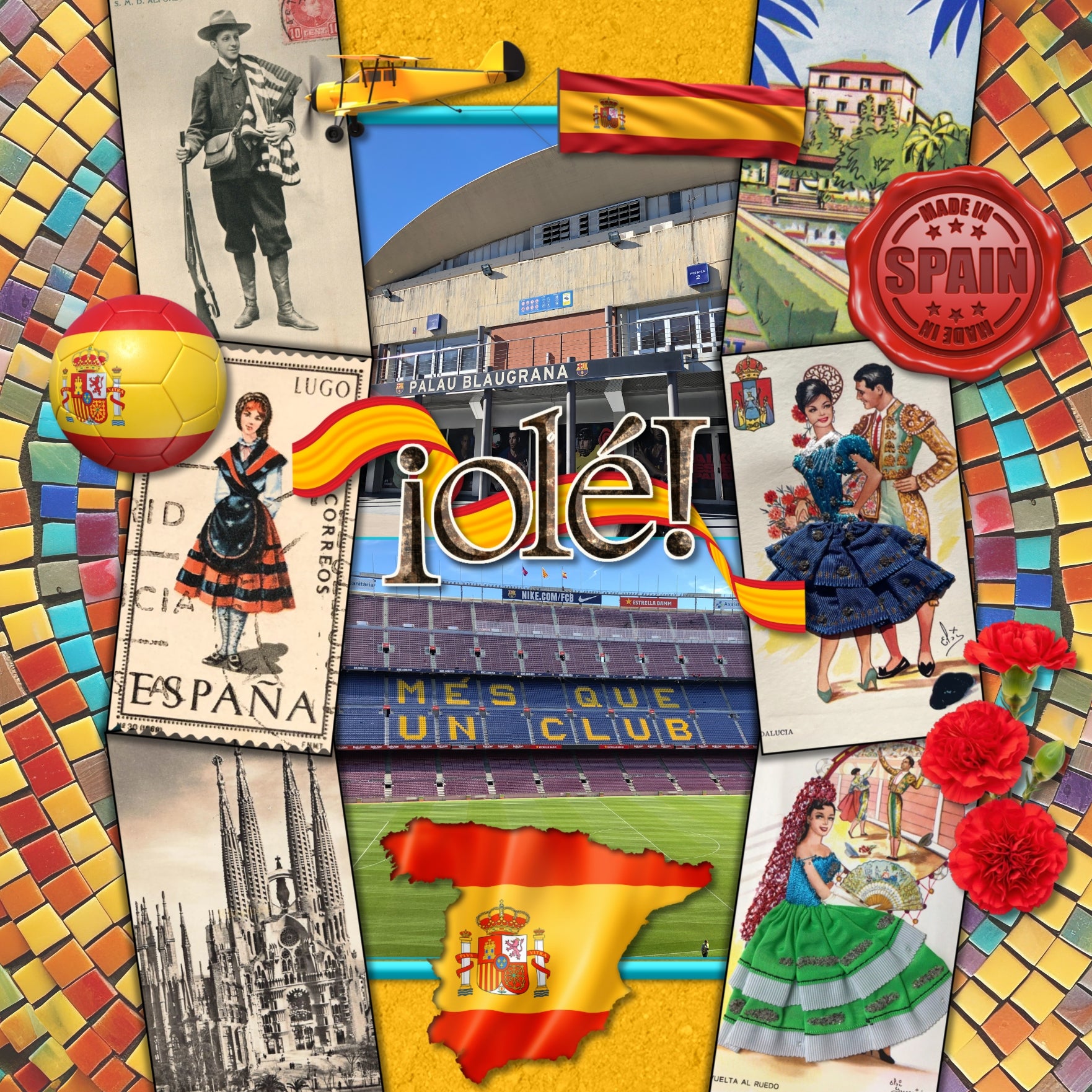 Adventure and explore through Spain with these beautiful and realistic embellishments, papers, clusters, and alpha set by Lucky Girl Creative digital art for digital scrapbooking. Whether you have taken a holiday to Spain, Portugal, or walked the Camino de Santiago trail, this collection will authentically accent your photos of Western Europe. Great for exploring Madrid, Barcelona, Valencia, Seville, and Zaragoza, too! Embellishments include airplane, flag of Spain, bull, arch, mosaic, architecture, Sagrada