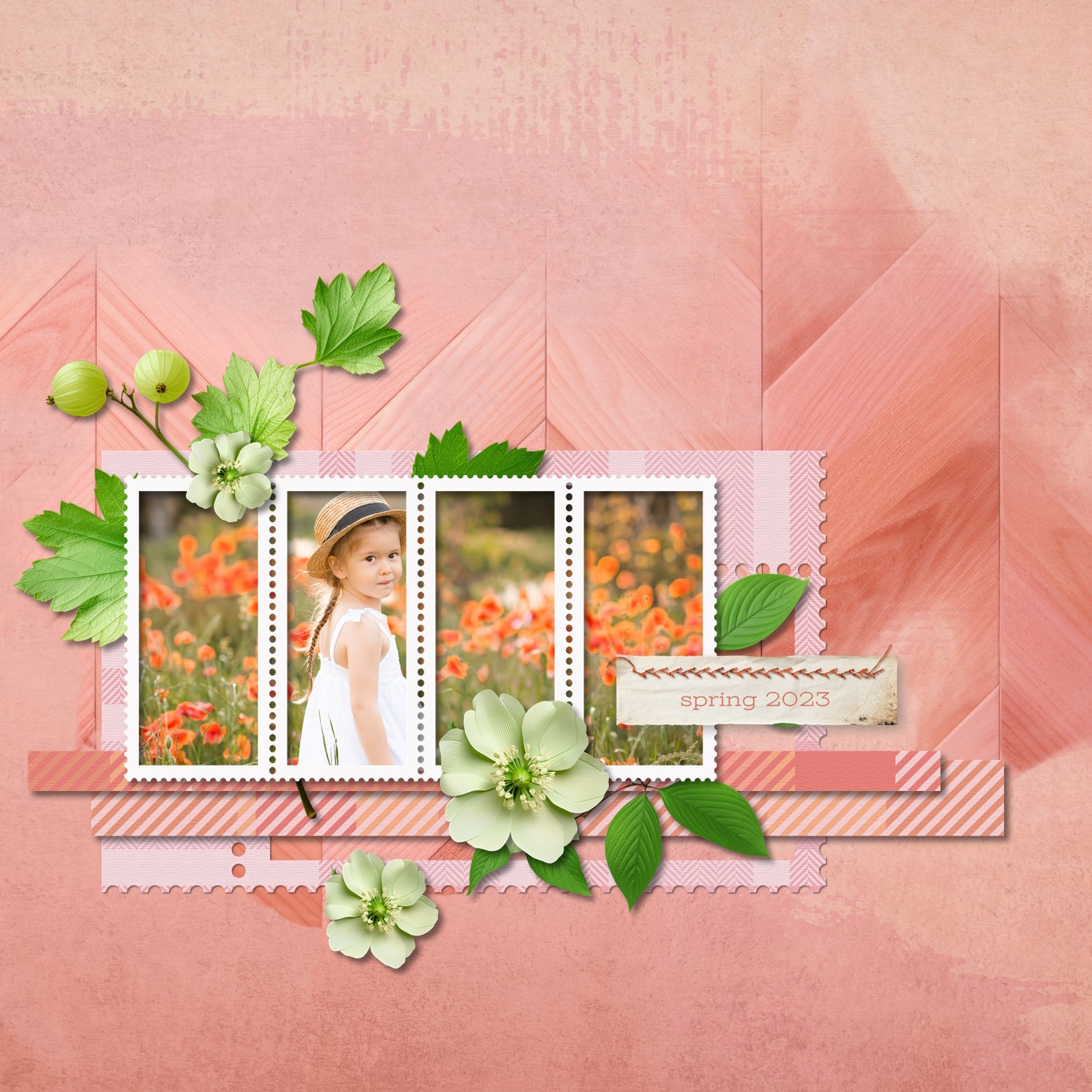 Accent your traditional seasonal pages with these peach wood grain papers by Lucky Girl Creative digital art for digital scrapbooking. Great for summer, spring, floral, baby, and everyday pages, too! This kit is included in the Spring Season Papers Bundle.