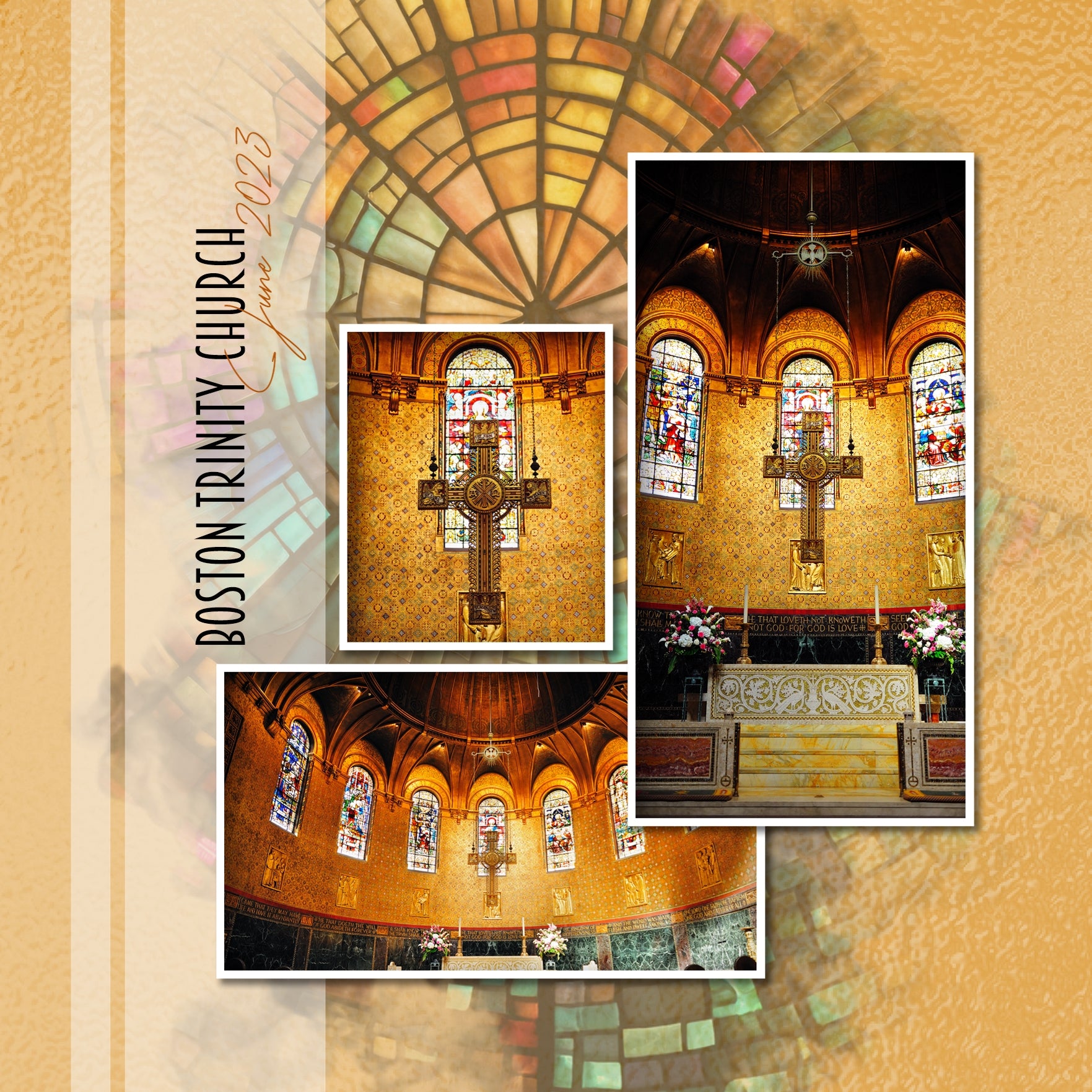 These beautiful multi-colored glass digital scrapbooking masked photo overlays with transparent edges by Lucky Girl Creative digital art blend seamlessly into any background paper and make the perfect backdrop for any page featuring church, faith, religion, wedding, and other historic sites such as basilicas, cathedrals, temples, and chapels. 