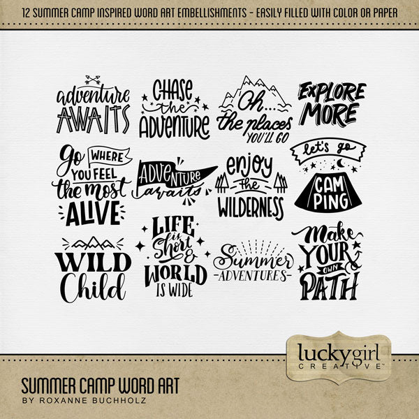 Summer Camp Watercolor Digital Scrapbook Bundle