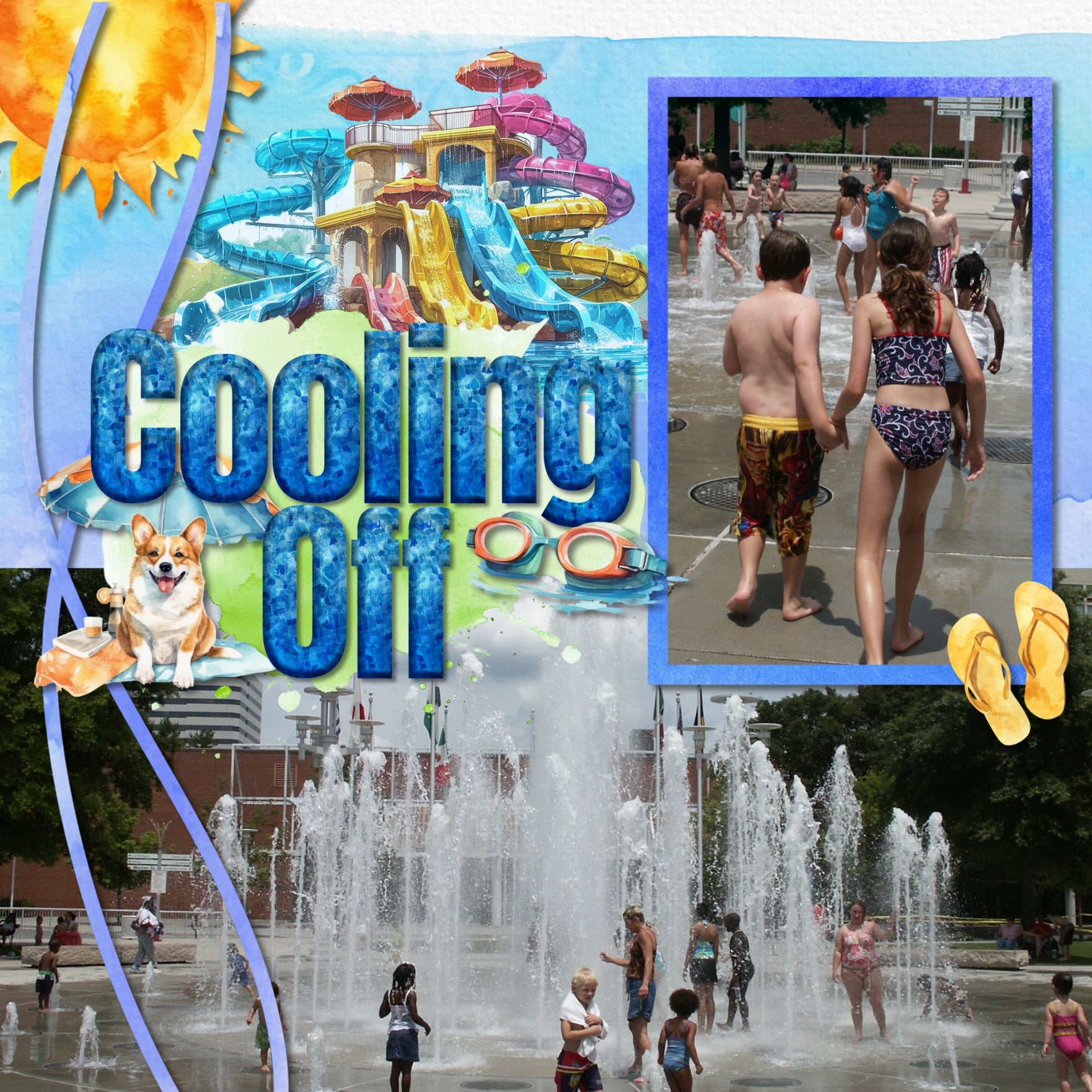 Capture all your fun summertime activities and travel destinations with this beautiful digital scrapbooking watercolor collection by Lucky Girl Creative digital art filled with embellishments, papers, and 2 alpha sets. Embellishments include bird, hummingbird, butterfly, grill, barbeque, BBQ, beach chair, beach umbrella, Corgi, hammock, beach, book, diary, car, auto, van, sun dress, lemonade stand, lemonade, smoothie, milkshake, strawberry, cocktail, beverage, fence, flower, lilac, wisteria, and more.