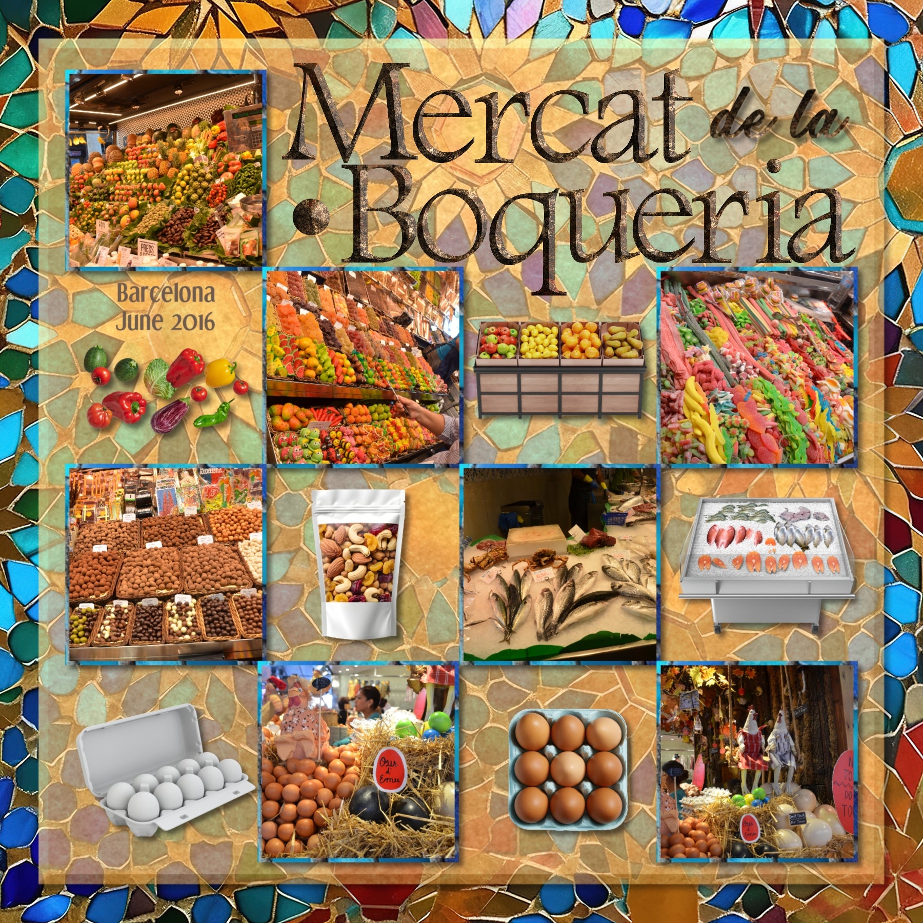 Document your grocery shopping adventures, food purchases, and cooking at home with these realistic grocery store embellishments by Lucky Girl Creative digital art for digital scrapbooking. Embellishments include brown bag, grocery bag, plastic, bulk, metal basket, cart, trolley, container, cash register, checkout, crate, produce, delivery truck, display case, sushi counter, donuts, bakery, hot food, gasoline pump, jar, meat tray, meat display, seafood, milk, motorized cart, pastry, mobile device, pay, tap