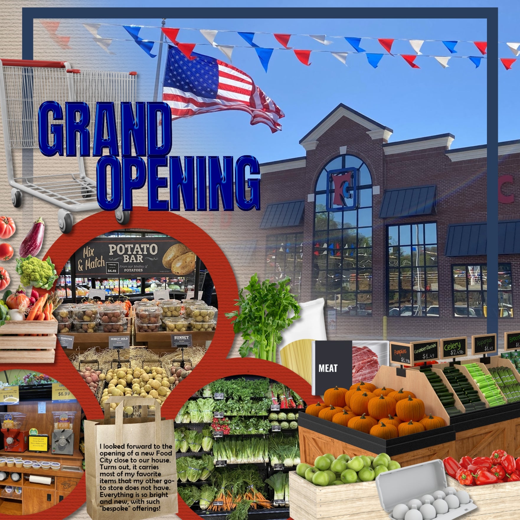 Document your grocery shopping adventures, food purchases, and cooking at home with these realistic grocery store embellishments by Lucky Girl Creative digital art for digital scrapbooking. Embellishments include brown bag, grocery bag, plastic, bulk, metal basket, cart, trolley, container, cash register, checkout, crate, produce, delivery truck, display case, sushi counter, donuts, bakery, hot food, gasoline pump, jar, meat tray, meat display, seafood, milk, motorized cart, pastry, mobile device, pay, tap