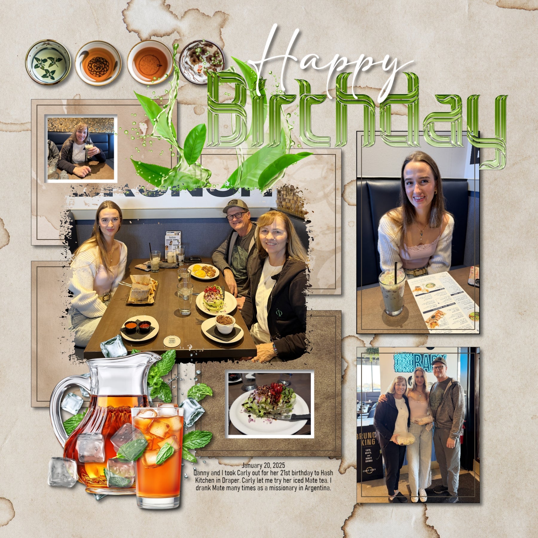 Cozy up your digital scrapbooking pages with these realistic tea-inspired embellishments, papers, and clusters. Great for tea shops, time with girlfriends, afternoon tea, vacations to Asia, China, Japan, and more! Embellishments include apron, cookie, hearts, bread, loaf, pound cake, bakery, baked goods, hot tea, ice tea, iced tea, bubble tea, boba tea, stool, cafe, cup lid, tea shop, ginger, honey, honey dipper, honey spoon, tea infuser, hot water heater pot, pitcher, Japanese tea cups, Japanese Tea House.