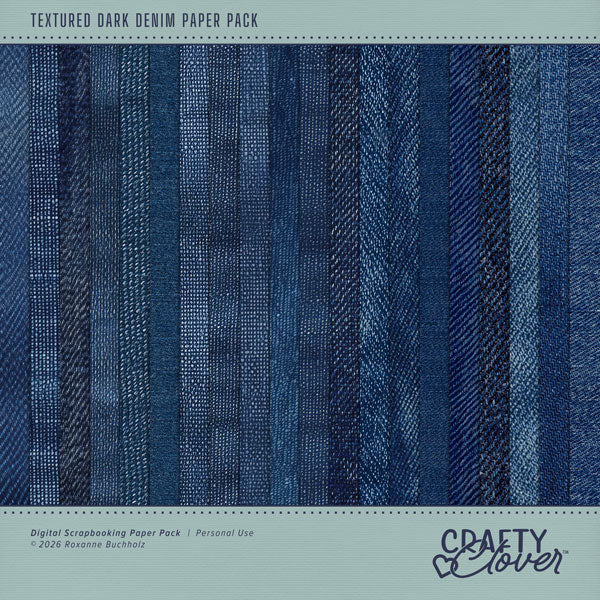 Add these lightly textured denim background papers by Crafty Clover digital art to all your digital scrapbooking pages! Wonderful for everyday, family, and children's scrapbook pages. This kit is NOT included in any bundle.