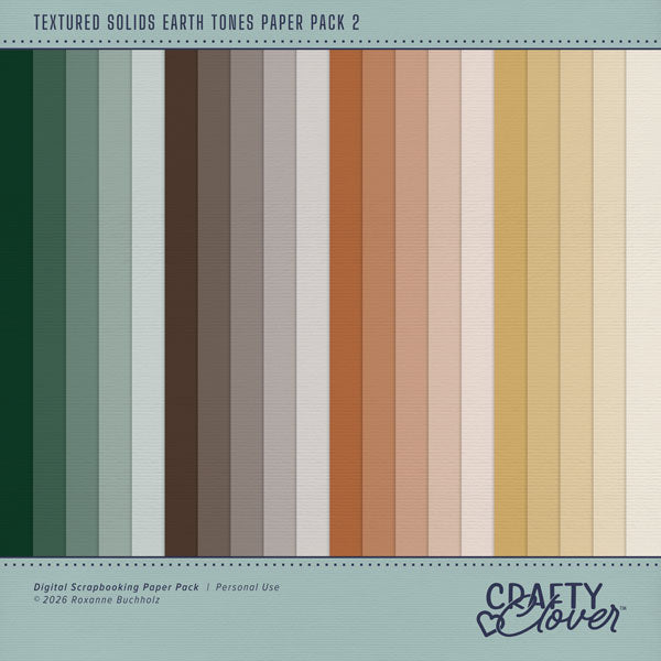 Add these lightly textured background papers by Crafty Clover digital art to all your digital scrapbooking pages! In hues of green, brown, orange, and yellow, these papers add that much needed pop of colors. Wonderful for everyday scrapbook pages and special occasions, too! Wonderful for fall, autumn, everyday scrapbook pages, and special occasions, too! This kit is NOT included in any bundle.