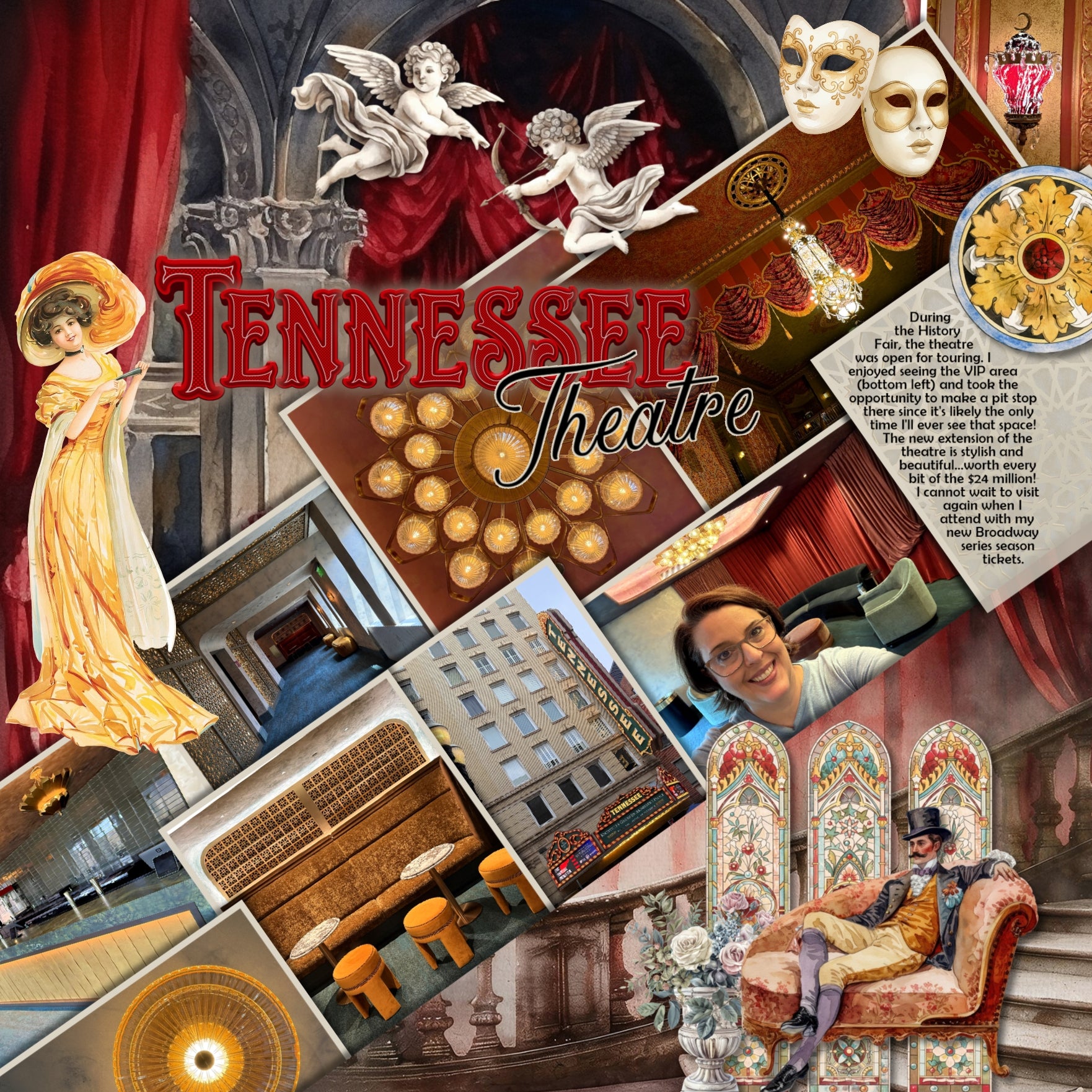 Break a leg with this drama filled elements and paper kit by Lucky Girl Creative digital art! Document your outings to the theater with these beautiful, vintage watercolor embellishments and pretty papers. Great for seeing plays on Broadway, the opera, your local playhouse or music concerts, the symphony, or any orchestra event. Embellishments include ballet, program, bell, bird, ceiling, clouds, cherub, bow tie, dress, gloves, hat, purse, top hat, column, cloak, robe, curtains, drapes, ornate decorations