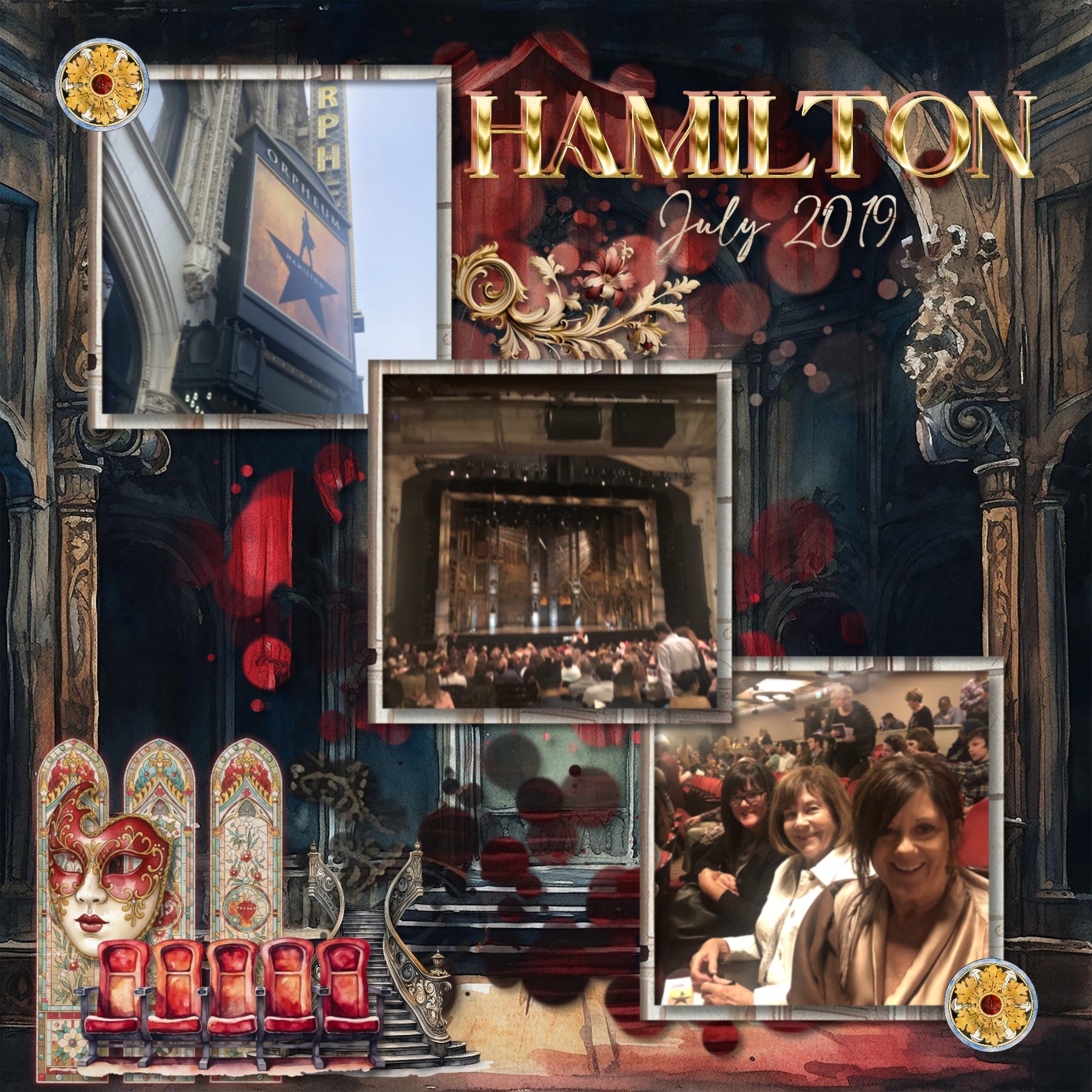 Break a leg with this drama filled elements and paper kit by Lucky Girl Creative digital art! Document your outings to the theater with these beautiful, vintage watercolor embellishments and pretty papers. Great for seeing plays on Broadway, the opera, your local playhouse or music concerts, the symphony, or any orchestra event. Embellishments include ballet, program, bell, bird, ceiling, clouds, cherub, bow tie, dress, gloves, hat, purse, top hat, column, cloak, robe, curtains, drapes, ornate decorations