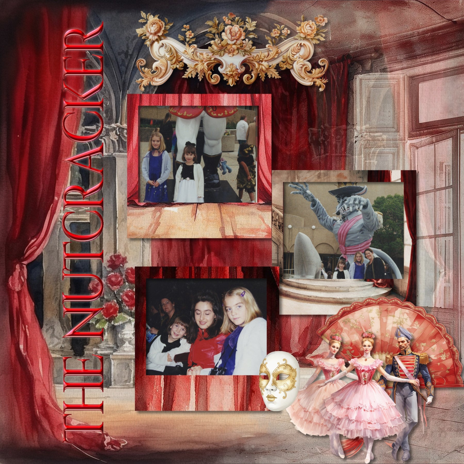 Break a leg with this drama filled elements and paper kit by Lucky Girl Creative digital art! Document your outings to the theater with these beautiful, vintage watercolor embellishments and pretty papers. Great for seeing plays on Broadway, the opera, your local playhouse or music concerts, the symphony, or any orchestra event. Embellishments include ballet, program, bell, bird, ceiling, clouds, cherub, bow tie, dress, gloves, hat, purse, top hat, column, cloak, robe, curtains, drapes, ornate decorations