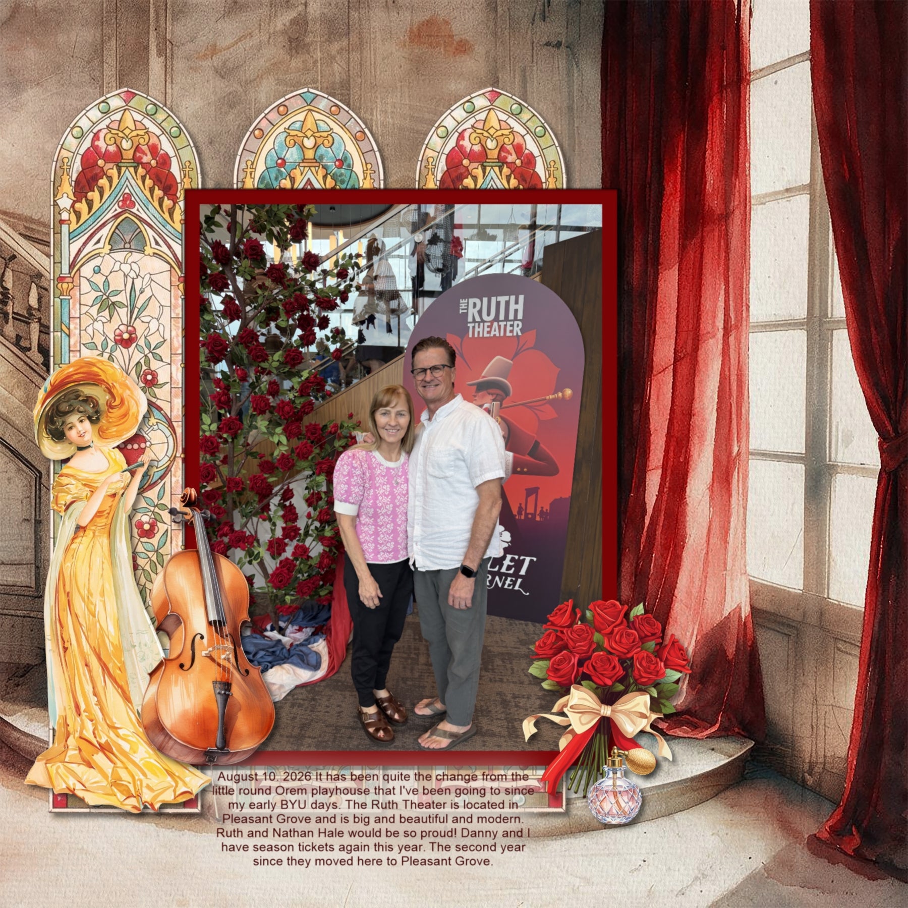 Break a leg with this drama filled elements and paper kit by Lucky Girl Creative digital art! Document your outings to the theater with these beautiful, vintage watercolor embellishments and pretty papers. Great for seeing plays on Broadway, the opera, your local playhouse or music concerts, the symphony, or any orchestra event. Embellishments include ballet, program, bell, bird, ceiling, clouds, cherub, bow tie, dress, gloves, hat, purse, top hat, column, cloak, robe, curtains, drapes, ornate decorations