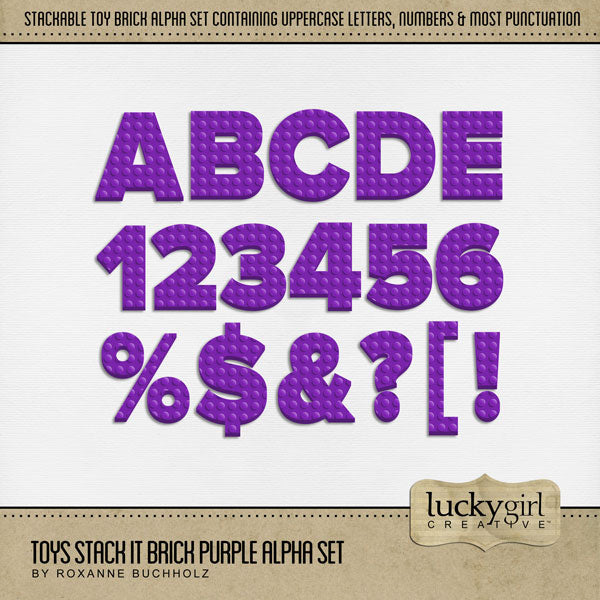 Toys Stack It Brick Purple Alpha Digital Scrapbook Kit