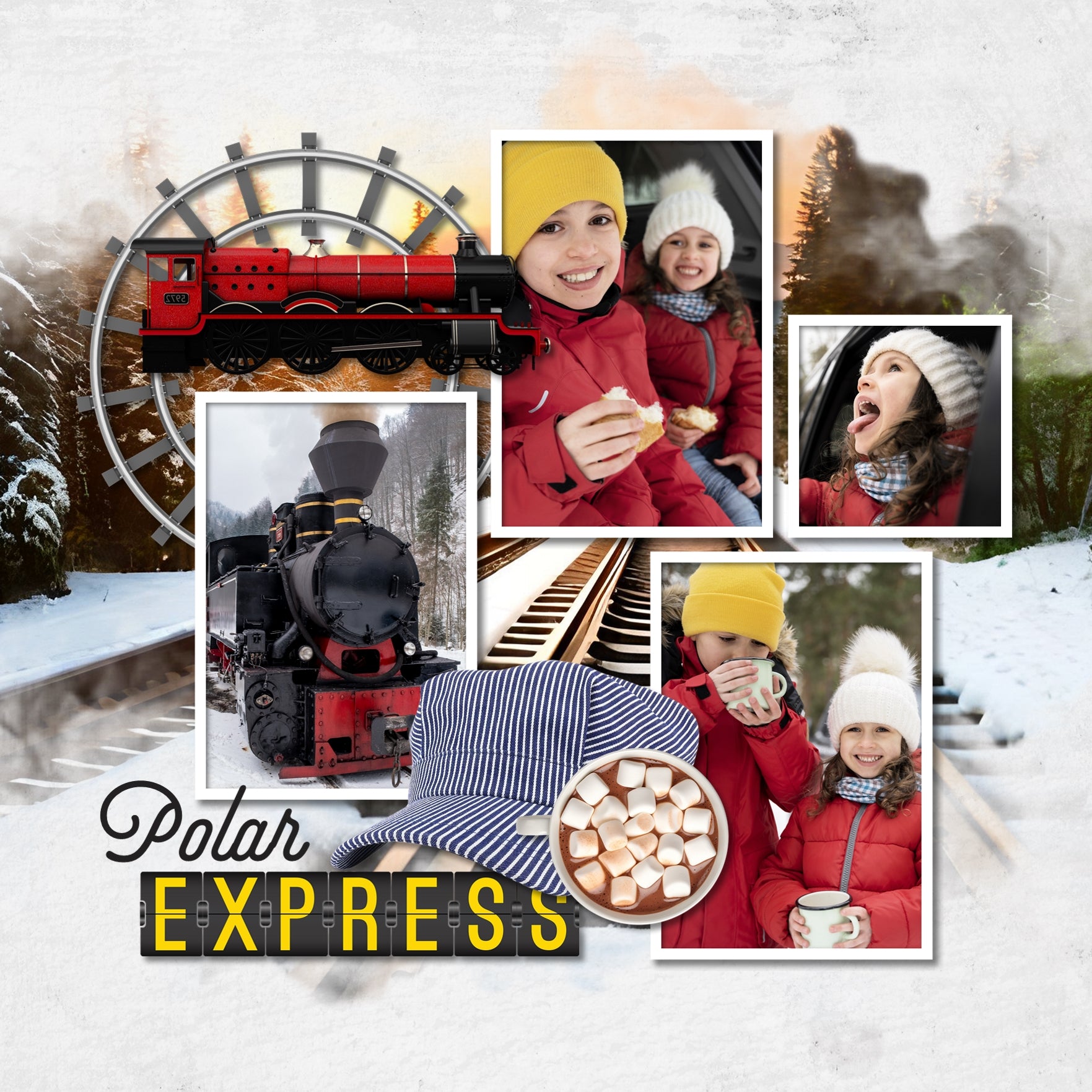 Choo-Choo! These fun digital scrapbooking embellishments by Lucky Girl Creative digital art are your ticket to ride on any page featuring train travel, railroad adventures, subway, tram, cable car, metro, and locomotive museums. Embellishments include train tickets, masked railroad overlays, locomotive stamps, word art, and grunge metal papers.