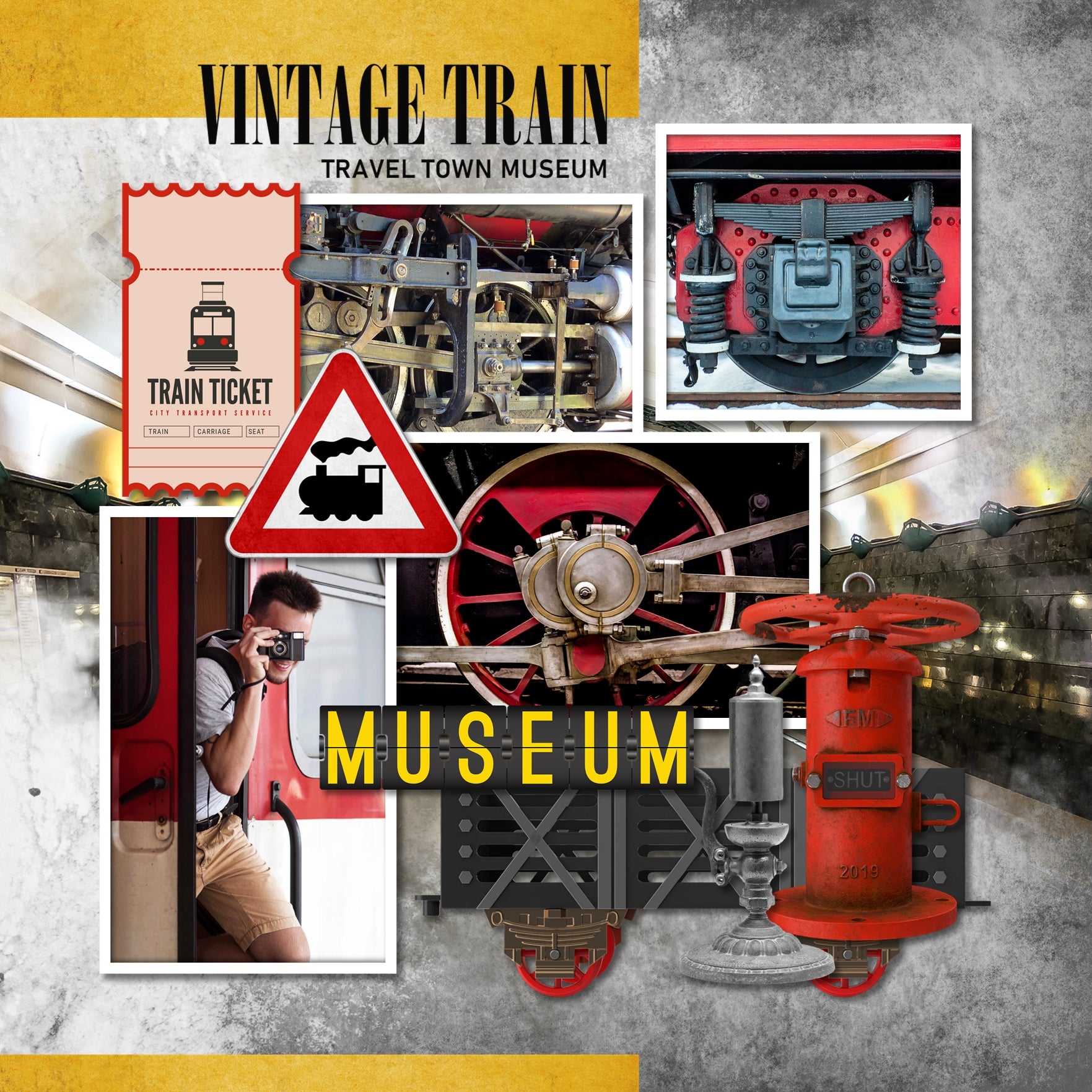 Choo-Choo! These grunge digital scrapbooking papers by Lucky Girl Creative are your ticket to ride on any page featuring train travel, railroad adventures, subway, tram, cable car, metro, and locomotive museums. Great for everyday pages and scrapbook albums, too!
