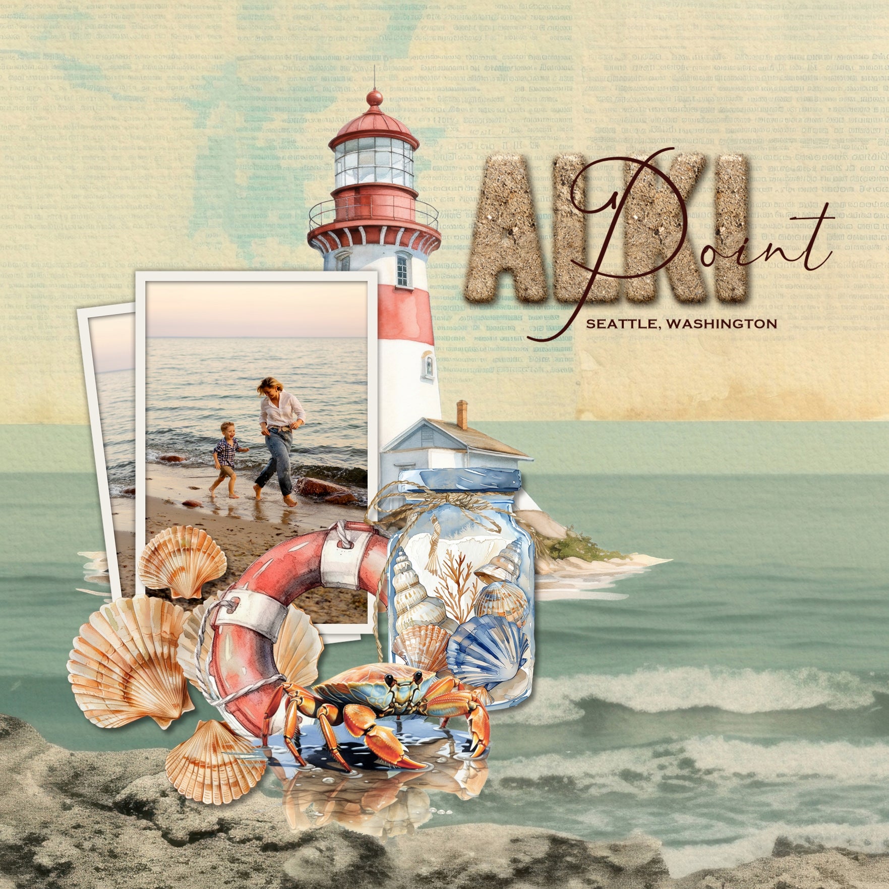 These beautiful beach papers by Lucky Girl Creative digital art are the perfect addition to your vacation, beach, and ocean adventures. Great for holidays to Hawaii, the Caribbean, Florida, California, the Outer Banks, and New England. Each paper is designed using layers of mixed media elements in a junk journal style of newspaper bits, paint, torn paper, and photographs. Images include beach, sea, ocean, coast, palm trees, flowers, sunset, island, waves, and more.