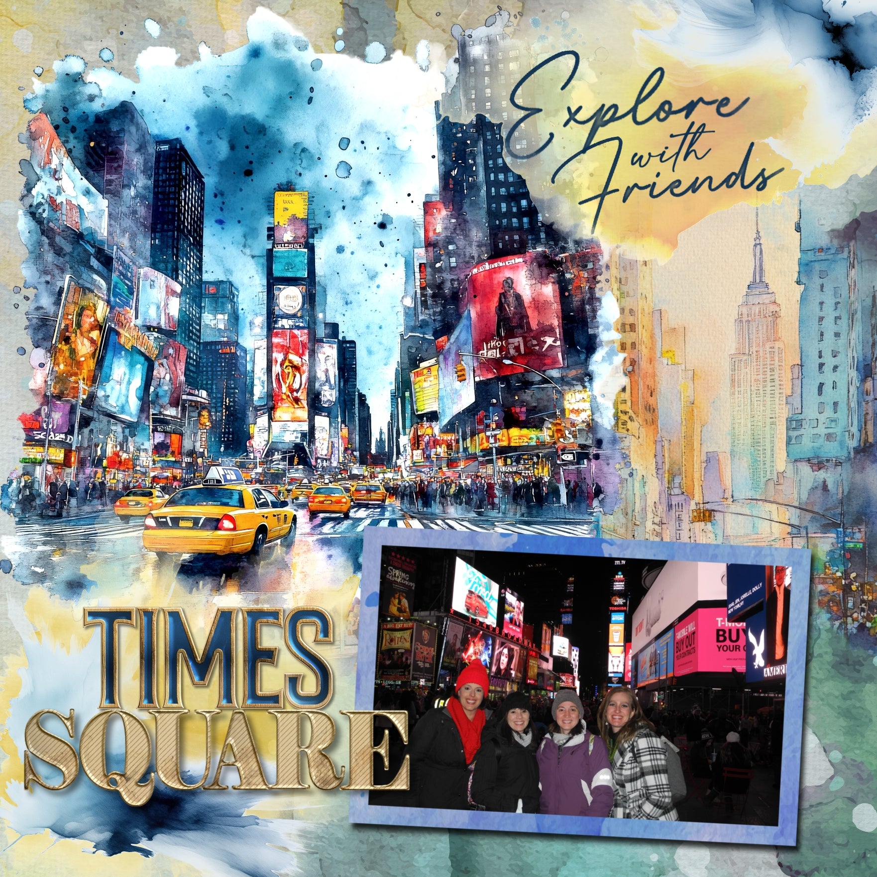 Travel Landmarks Watercolor Mega Digital Scrapbook Bundle