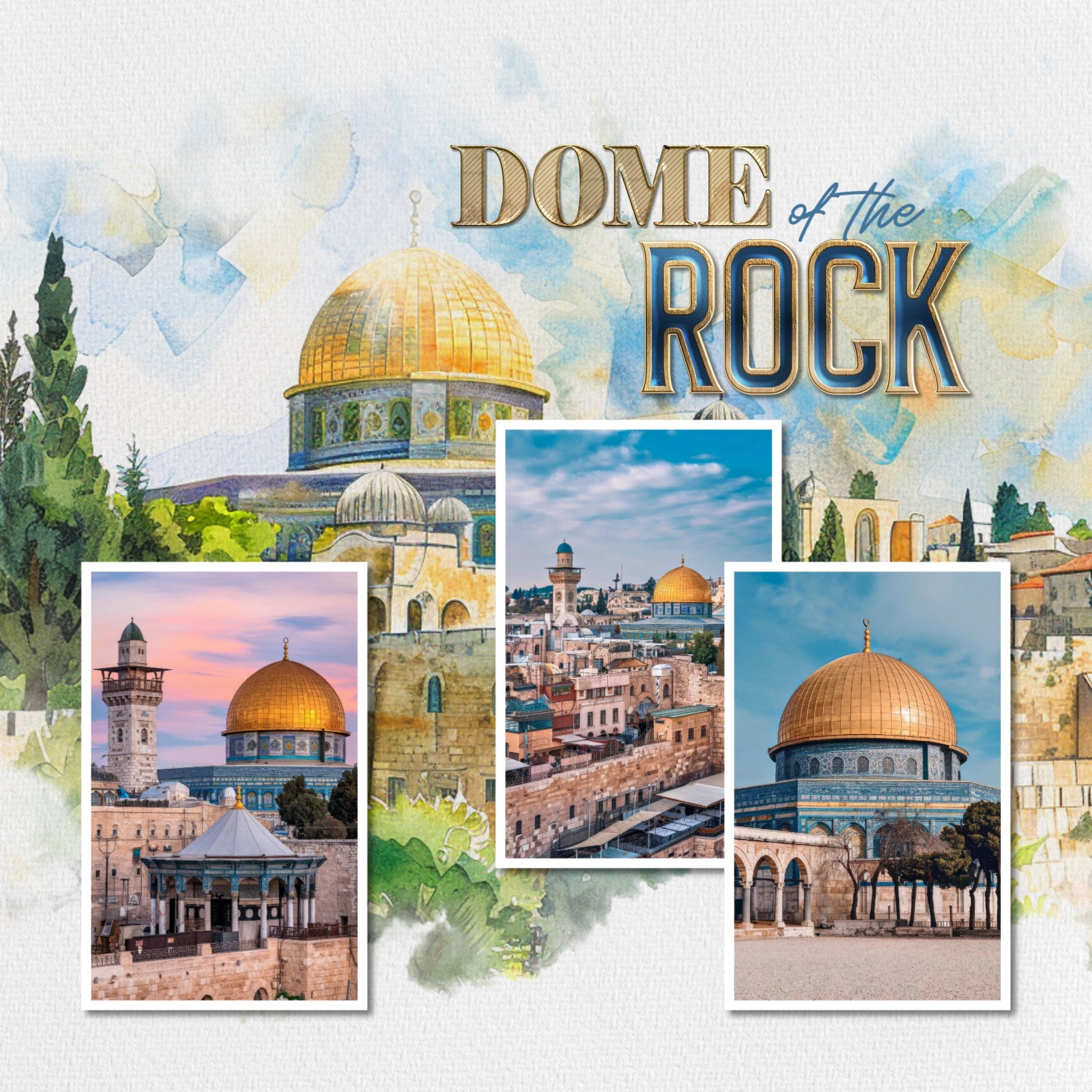 Travel Landmarks Watercolor Mega Digital Scrapbook Bundle