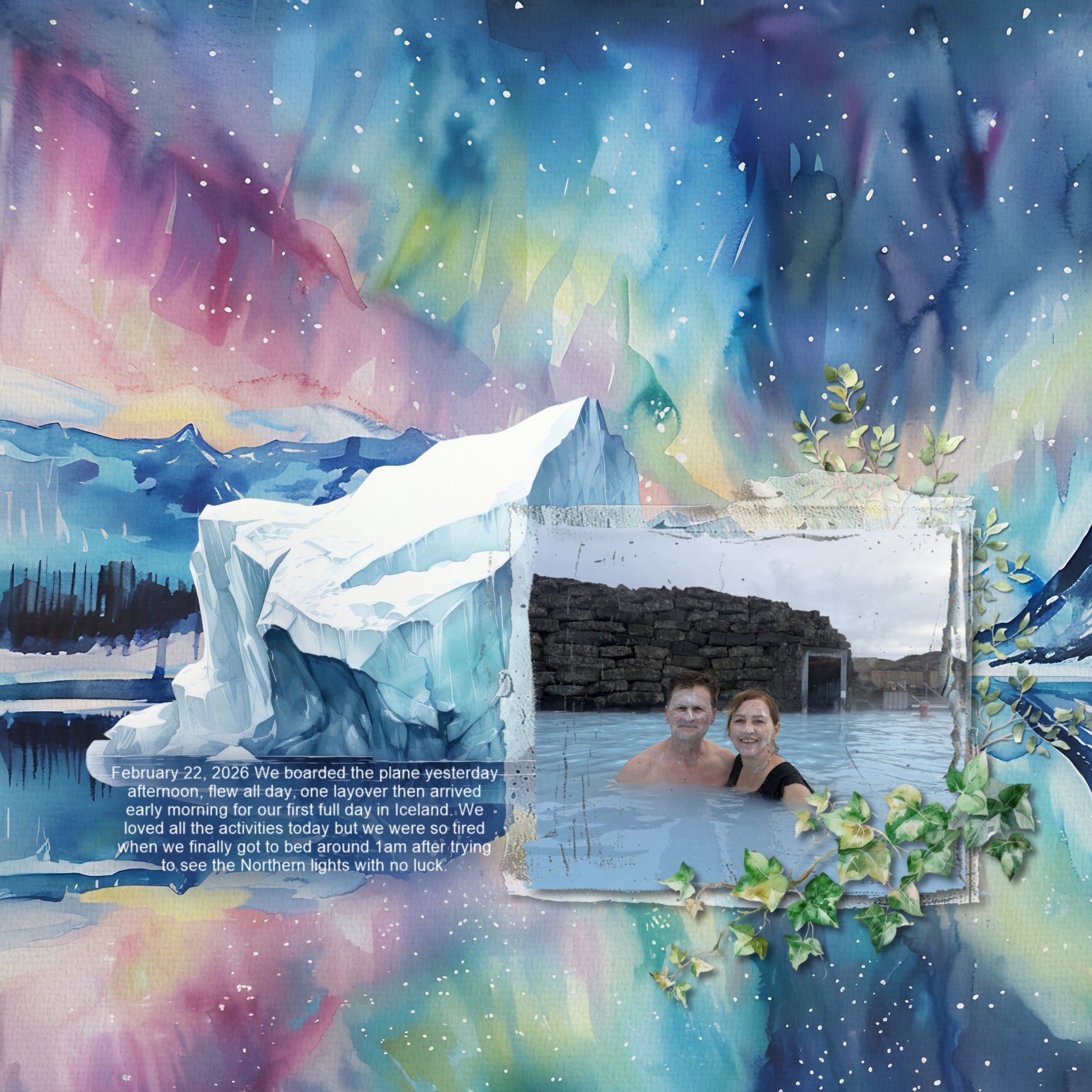 Travel Scenic Watercolor Elements Digital Scrapbook Kit