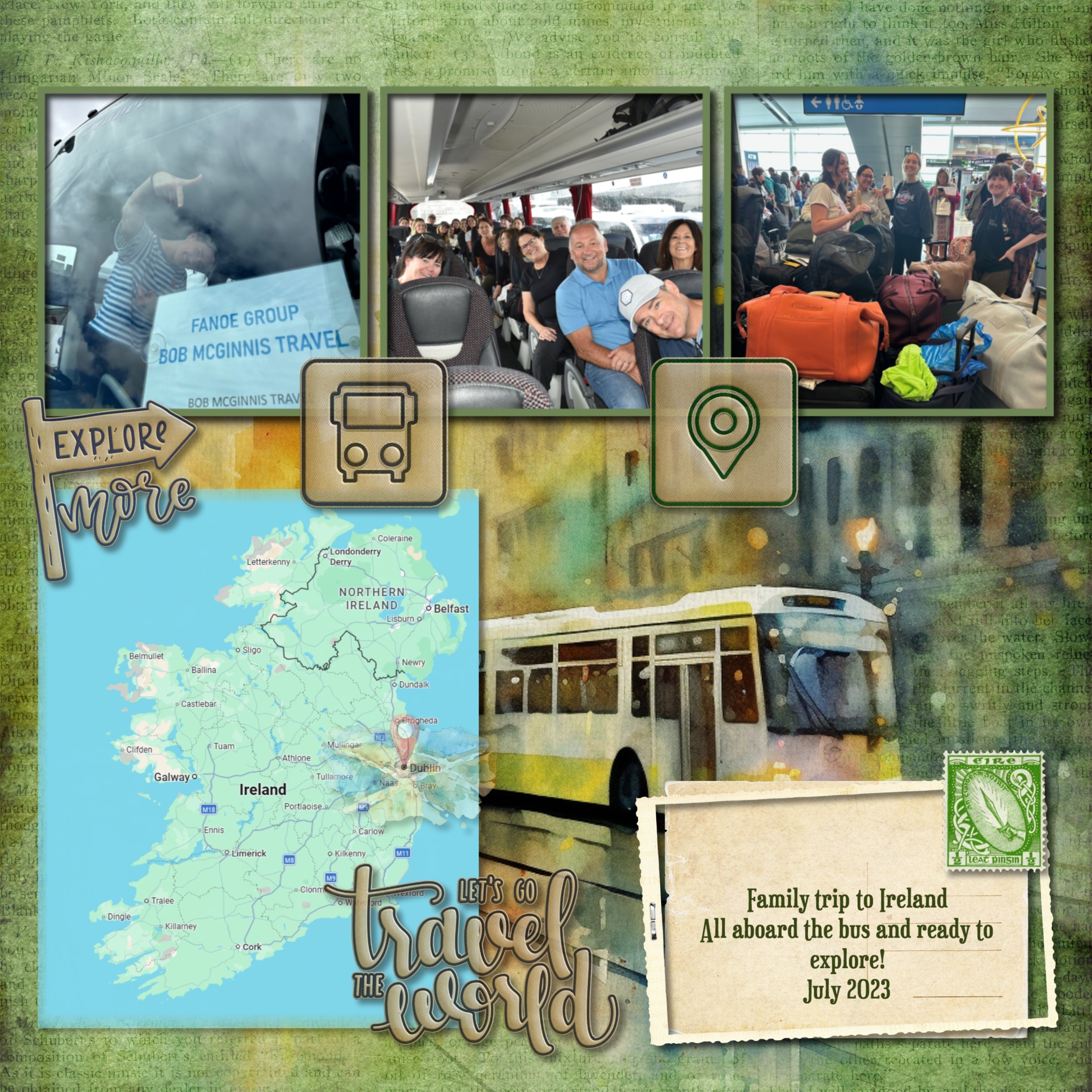 Quickly and easily add a playful page title to all your travel pages with these embroidered patches by Lucky Girl Creative digital art for digital scrapbooking with fun vacation quotes and modern icons. Icons include airplane, plane, car, auto, automobile, bike, bicycle, ship, cruise ship, boat, bus, tour bus, camera, coffee, tea, directional sign, food, place setting, world, hot air balloon, location marker, train, railway, money, passport, suitcase, luggage, taxi, clock, time, wifi, internet, and wine.