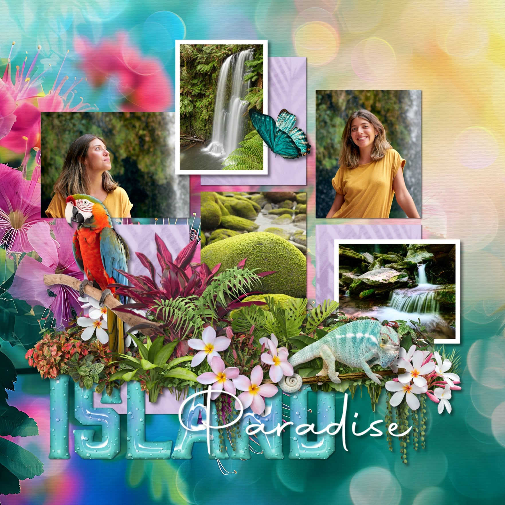 Paper Duos by Lucky Girl Creative digital art for digital scrapbooking are the perfect combination of papers! Use to create one-of-a-kind beautiful backgrounds of tropical flower bokeh and warm ombre great for beach vacations and summer holidays. This kit includes the Tropical Flower Bokeh Papers and the Tropical Warm Ombre Papers.