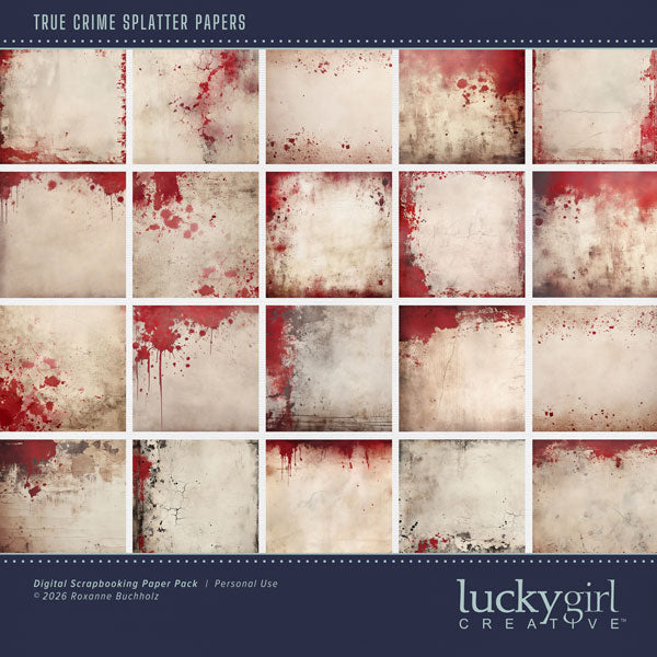 Whether you're fascinated by unsolved mysteries, love to binge watch true crime tv shows, or the storytelling behind infamous cases, this paper pack by Lucky Girl Creative digital art is designed to add an intriguing, mysterious edge to your digital scrapbooking pages. Great for Halloween, too! This kit is included in the True Crime Bundle.