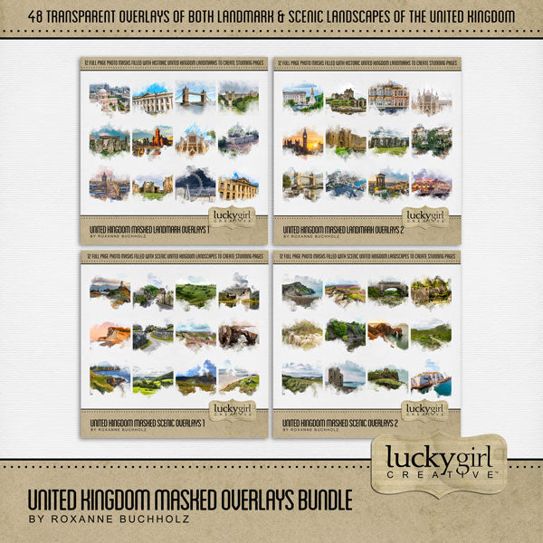 United Kingdom Masked Landmark Overlays 1 Digital Scrapbook Kit – Lucky ...