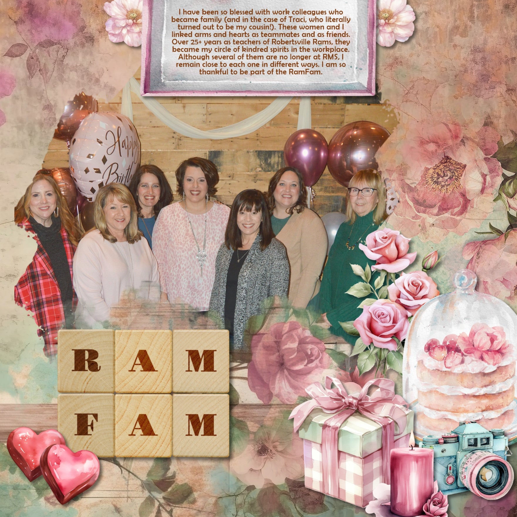 Valentine Vintage Floral Papers Digital Scrapbook Kit