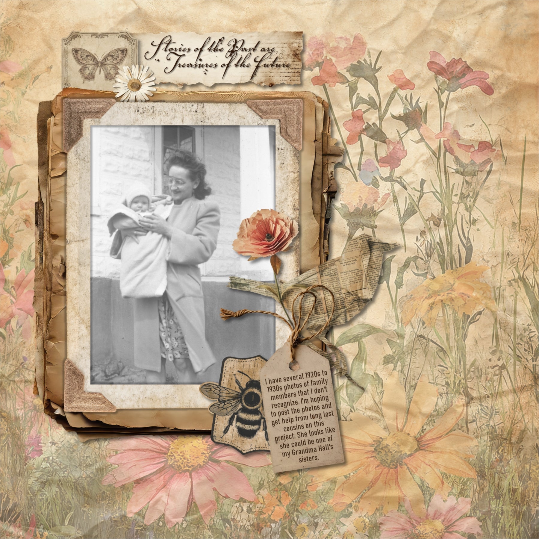 Accent your vintage, family history, and genealogy pages with these beautiful botanical floral and parchment background papers by Lucky Girl Creative digital art. Images include flowers, wildflowers, floral, and antique weathered, distressed, and wrinkled parchment papers.