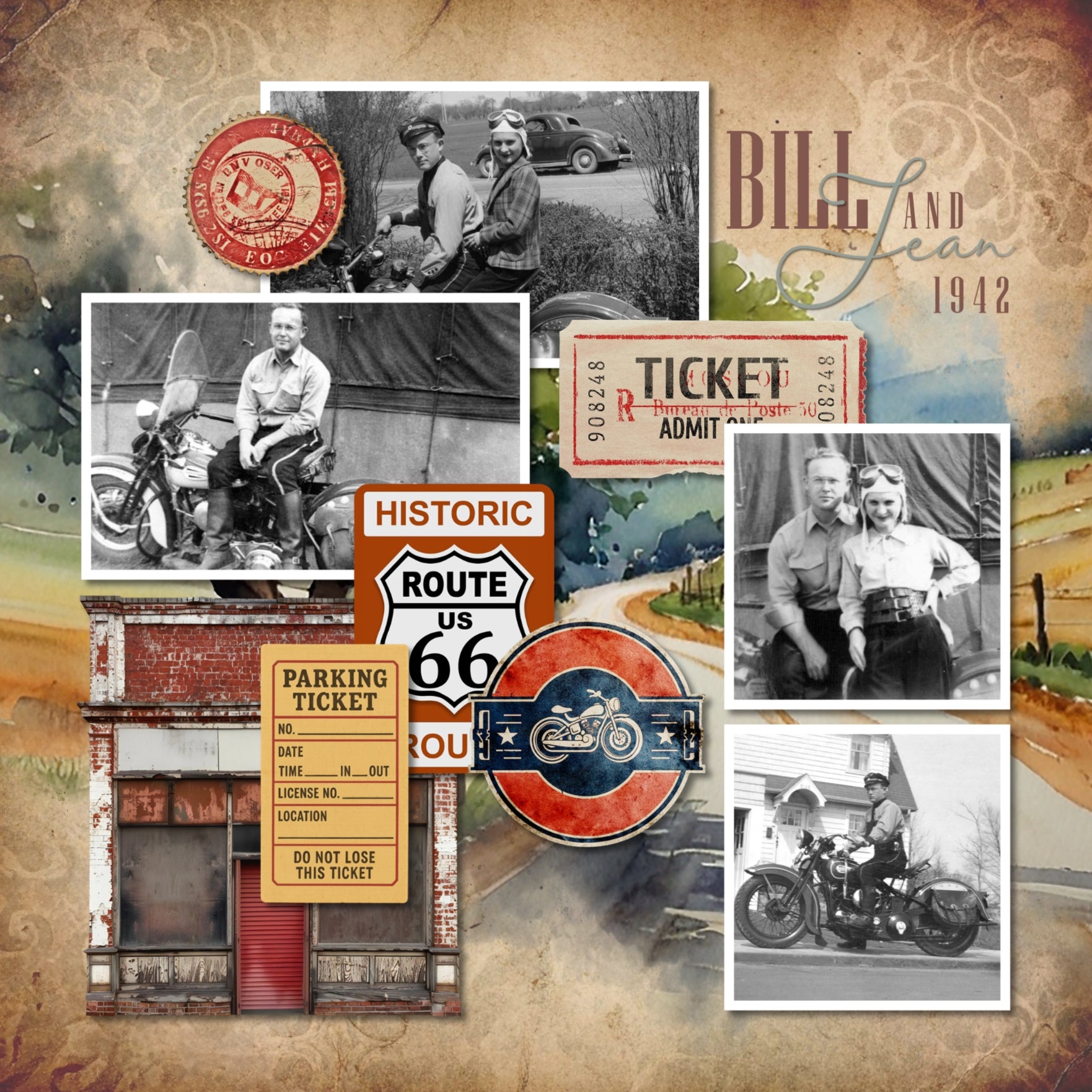 A perfect pairing to the popular Vintage Memories Traveler Bundle, this new collection by Lucky Girl Creative digital art adds vintage travel elements to extend the original offering. Great for family history, genealogy, and heritage projects! Embellishments include postage stamps, antique signs, ticket stubs, vintage storefronts, and grunge travel papers. Transportation themes include train, railroad, bus, automobile, car, airplane, plane, hot air balloon, clipper ship, cruise ship, motorcycle.