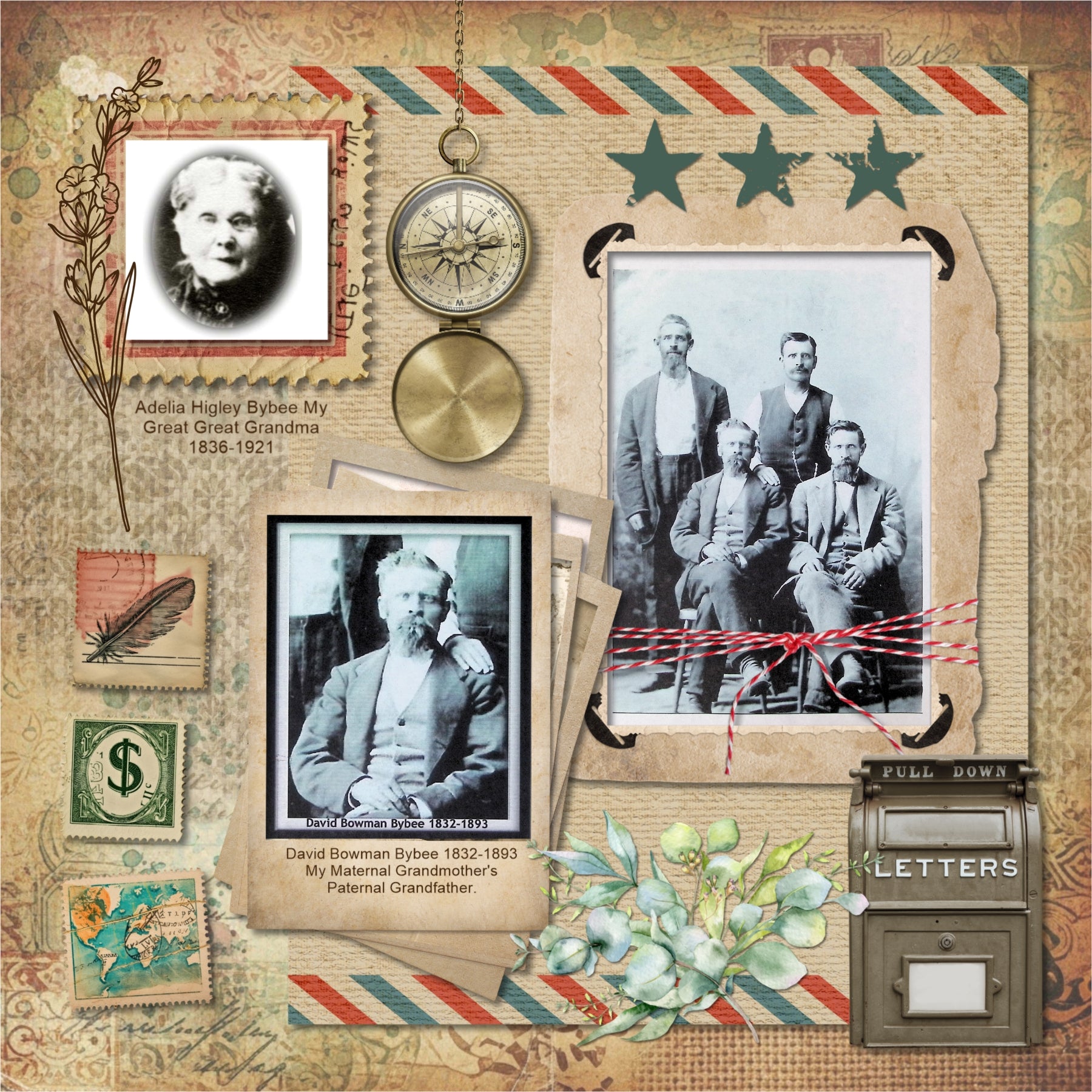 Vintage Memories Traveler Scrapbook Papers Digital Scrapbook Kit