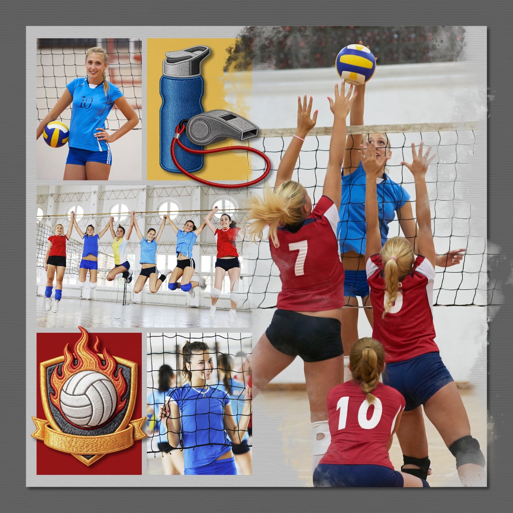 Accent your volleyball digital scrapbooking pages with these fun embroidered patches by Lucky Girl Creative digital art great for a team, player, coach, and volleyball sport fan! Embellishments include red card, yellow card, cone, court, duffle bag, flag, hand, tape, knee pads, locker, logo, patch, volleyball, beach volleyball, medal, net, player, bump, set, serve, scoreboard, sneakers, shoes, socks, sports tape, tickets, towel, treadmill, trophy, referee stand, umpire stand, chair, athletic, shorts, shirt,
