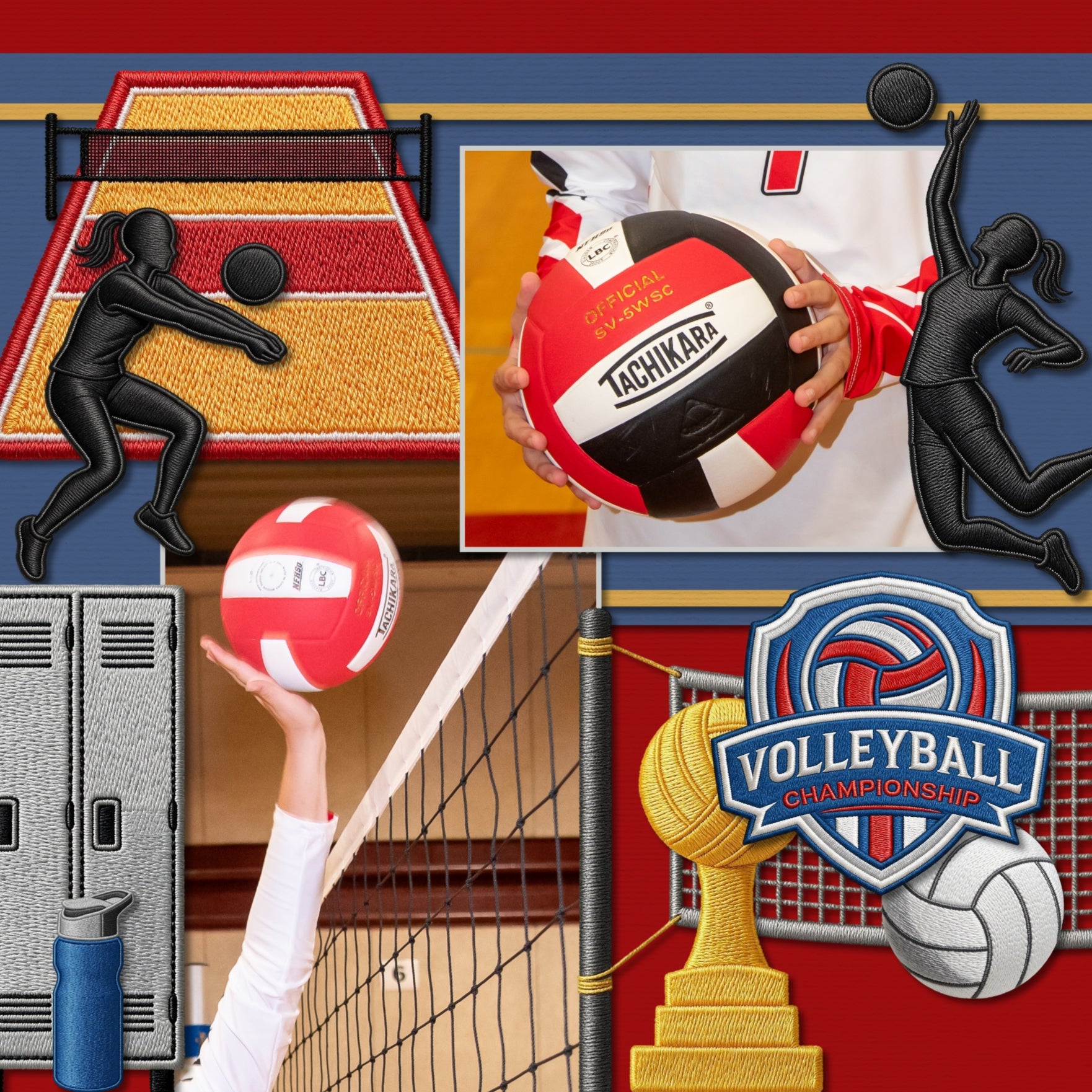 Accent your volleyball digital scrapbooking pages with these fun embroidered patches by Lucky Girl Creative digital art great for a team, player, coach, and volleyball sport fan! Embellishments include red card, yellow card, cone, court, duffle bag, flag, hand, tape, knee pads, locker, logo, patch, volleyball, beach volleyball, medal, net, player, bump, set, serve, scoreboard, sneakers, shoes, socks, sports tape, tickets, towel, treadmill, trophy, referee stand, umpire stand, chair, athletic, shorts, shirt,