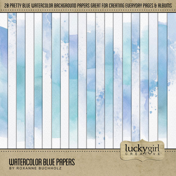 Add these beautiful watercolor background papers by Lucky Girl Creative digital art to all your digital scrapbooking pages and mix-and-match them on various projects throughout the year! Great for any occasion and theme! This kit is included in the Mediterranean Watercolor Bundle.