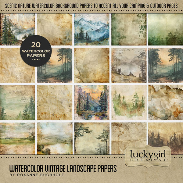 Camping Watercolor 2 Digital Scrapbook Bundle