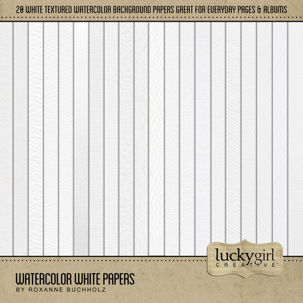Watercolor White Papers Digital Scrapbook Kit