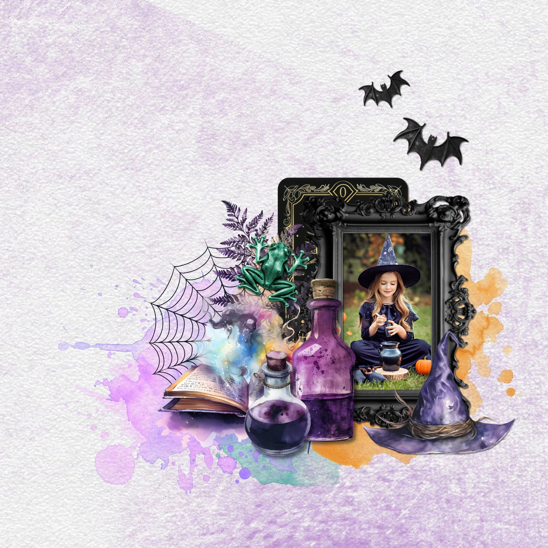 Capture the Halloween fun with these versatile digital scrapbooking watercolor background papers by Lucky Girl Creative digital art. Create unique Halloween pages, greeting cards, and decor by layering with the other embellishments from the Halloween Watercolor collection. Great for everyday use, too! This kit is included in the Halloween Watercolor Bundle.