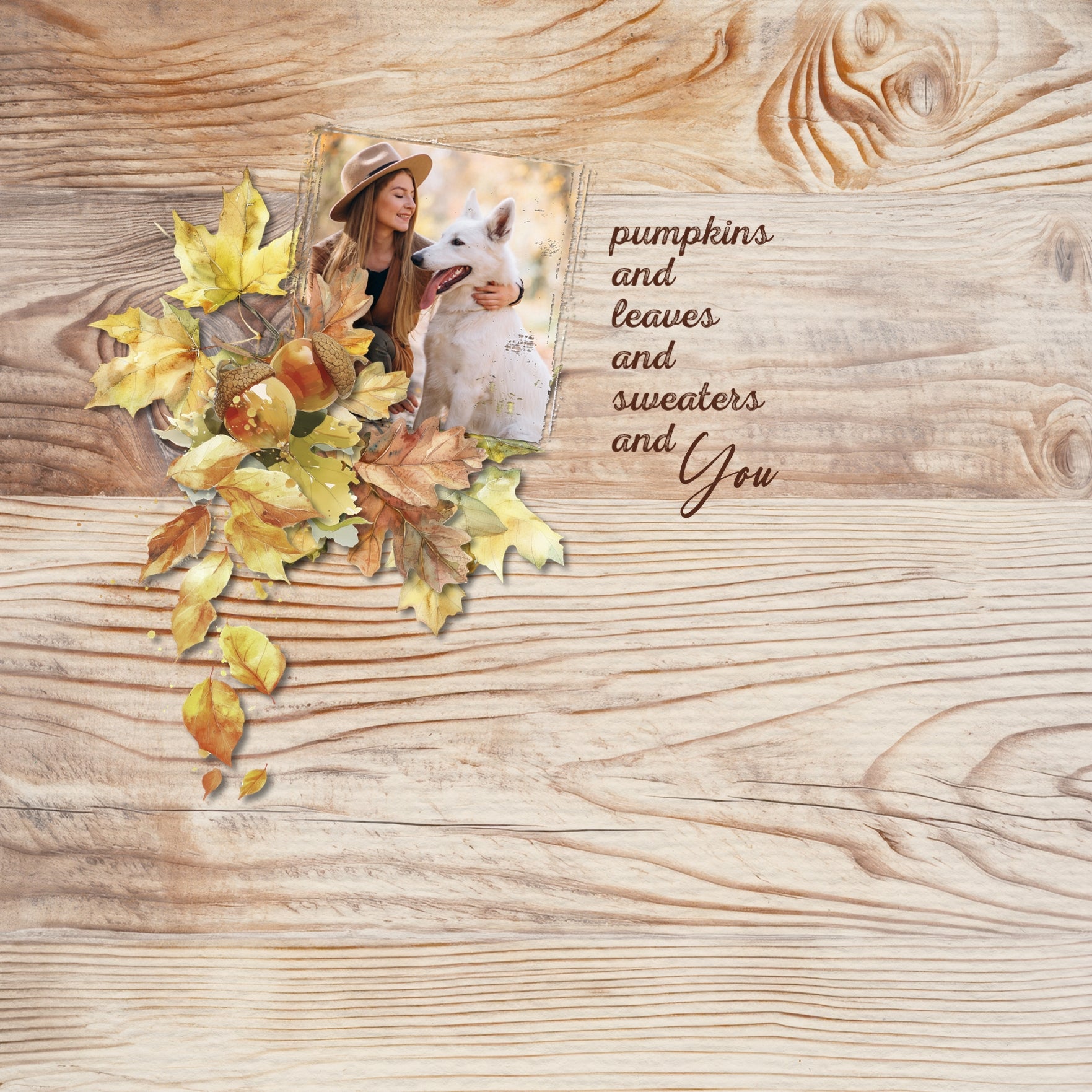 Autumn Watercolor Elements Digital Scrapbook Kit