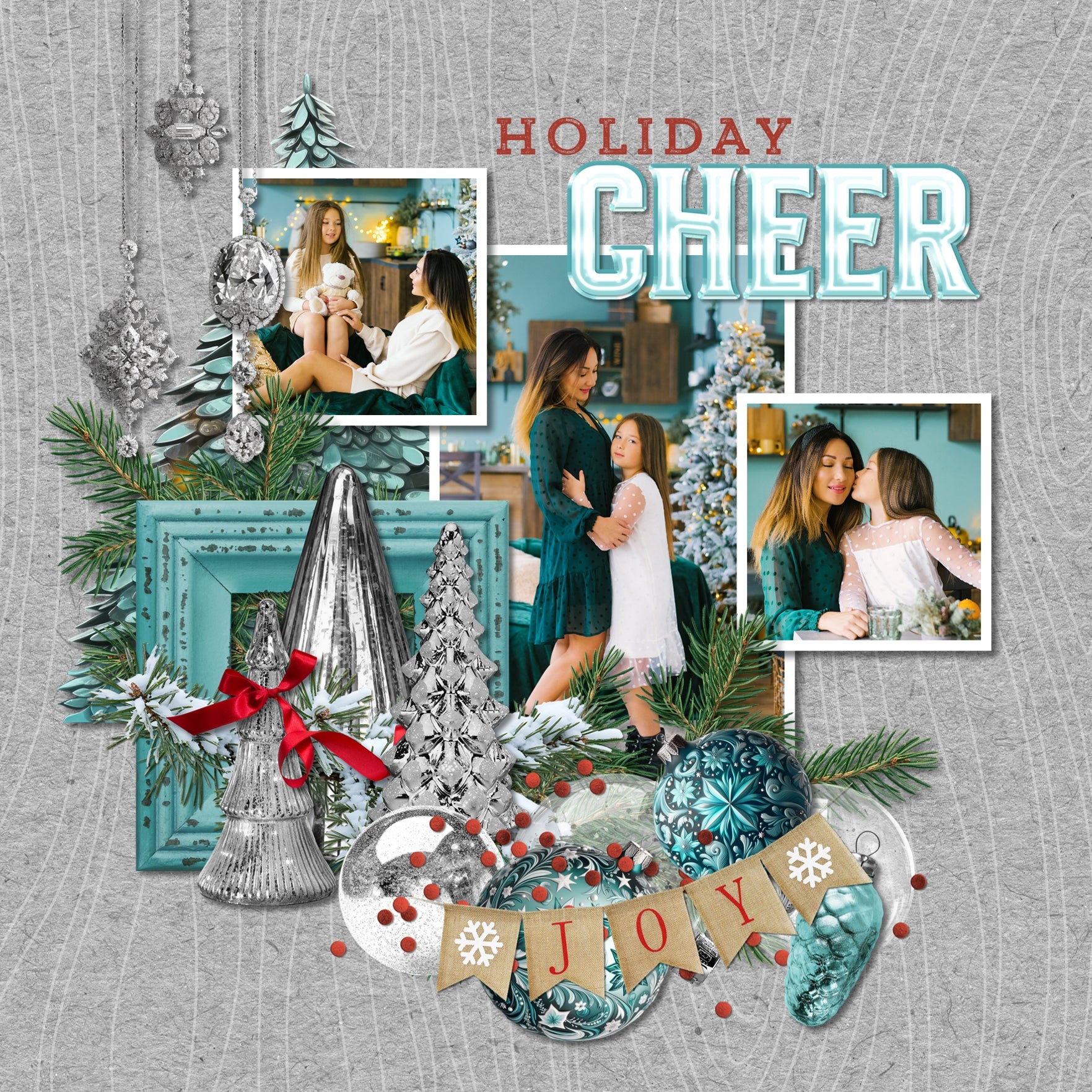 Add these cluster embellishments, realistic embellishments, wood grain easy masks & overlays, wooden signs and frames, and 2 alpha sets by Lucky Girl Creative digital art to all your Christmas greeting cards, holiday decor, and winter pages. Great for outdoor and nature pages, too. Embellishments include deer, Husky dog, cabin, snow, Cardinal birds, Christmas tree, polar bears, penguins, lantern, ornaments, pinecone, sled, sleigh, and more!