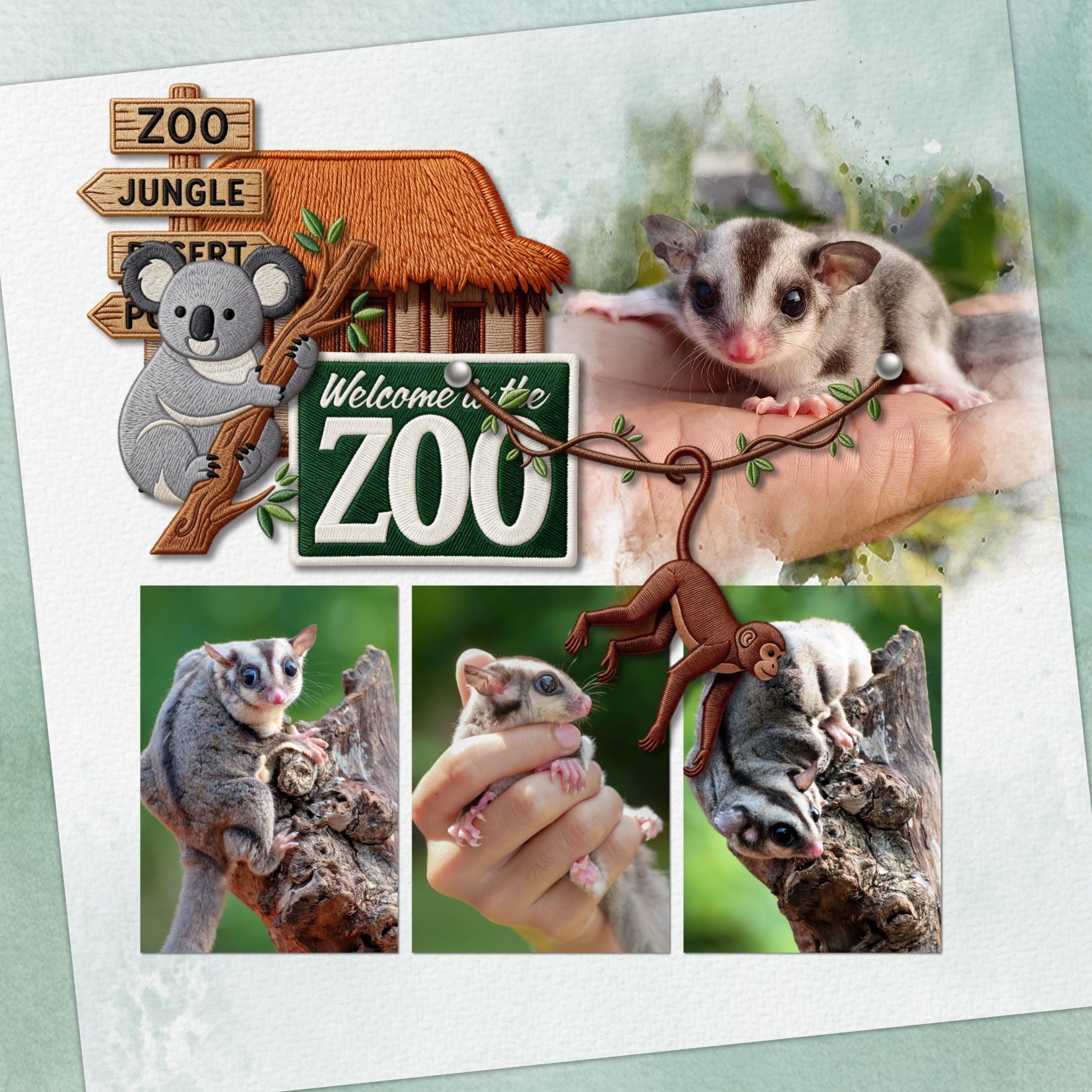 Zoo Patches Digital Scrapbook Kit