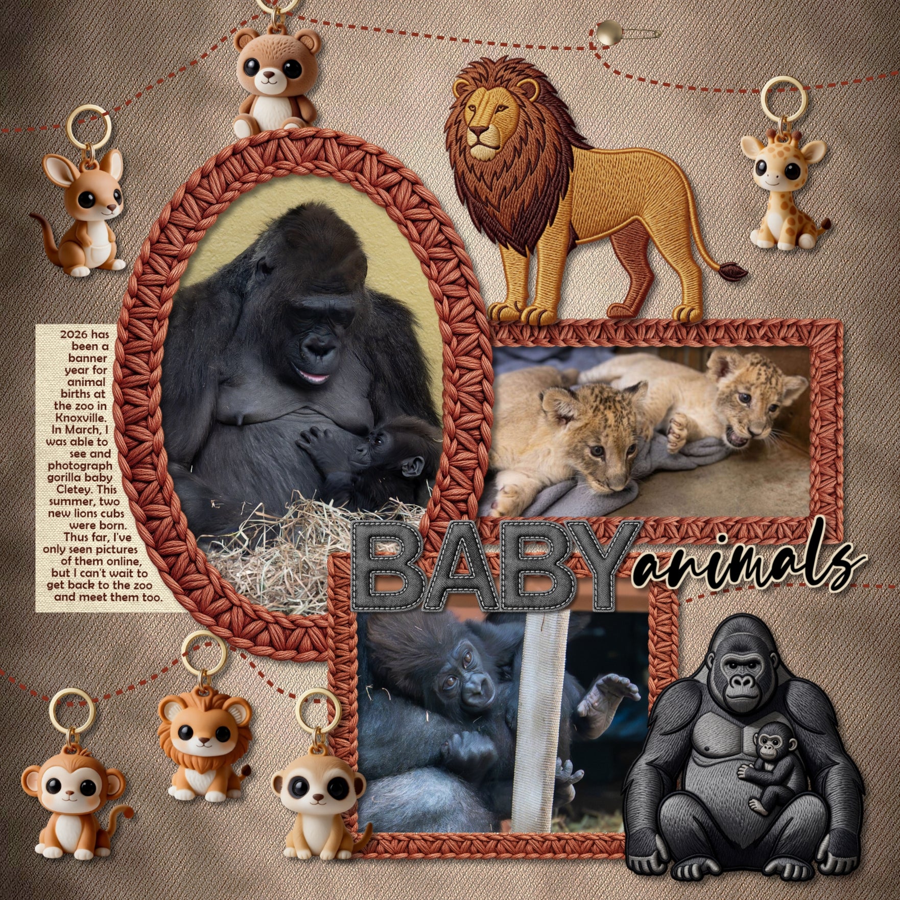 Zoo Plastic Keychains Digital Scrapbook Kit