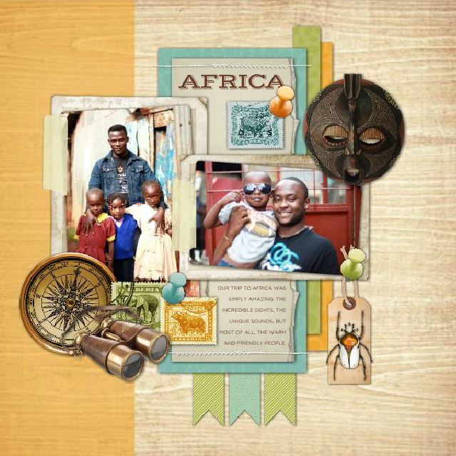 African Adventure Digital Scrapbook Kit is a diverse collection of African digital art embellishments, artifacts, and color-customizable .png word art pieces. If you have been meaning to document your memories from a trip to Africa or are planning a trip there soon, this collection is just what you need! 