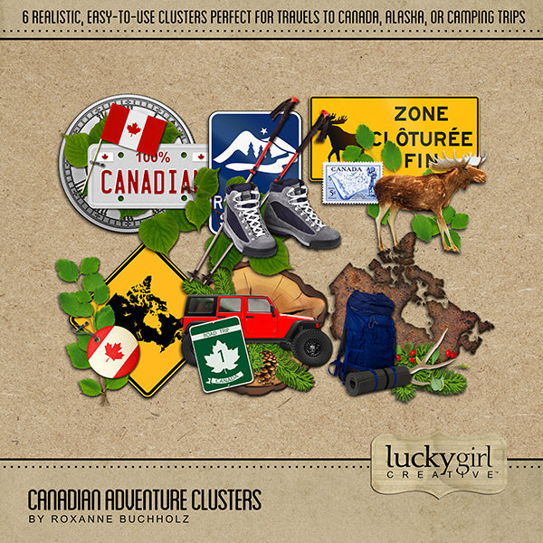 Adventure and explore Canada with these beautiful and realistic travel clusters by Lucky Girl Creative. Great for vacations across Canada!