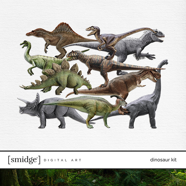 Rawr! Let the world hear your roar with this realistic Dinosaur Digital Scrapbooking Kit filled with a perfect smidge of digital art elements. Great for children that love dinosaurs, trips to the museum, learning about dinosaurs in school, or those that find a career in paleontology.