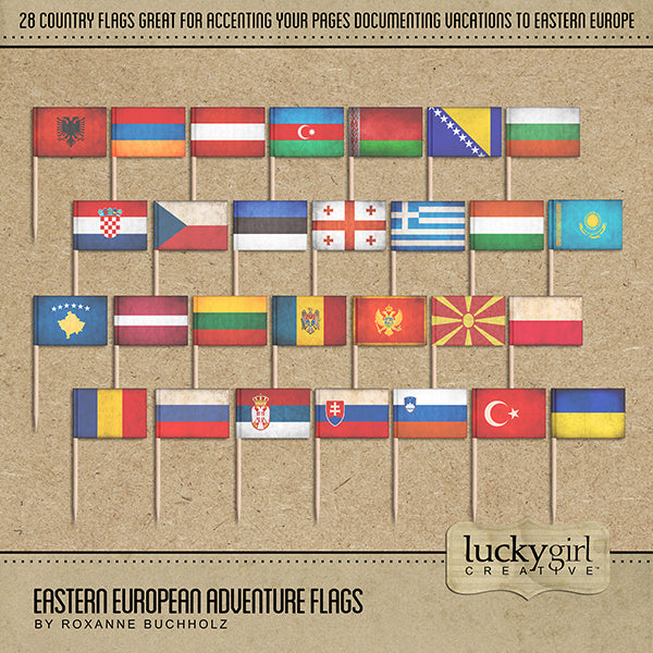 European Adventure Flags Digital Scrapbook Kit