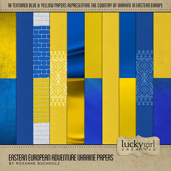 Show your support of Ukraine with this beautiful travel paper pack by Lucky Girl Creative filled with blue and yellow digital art flag papers. Great for making personalized gifts, greeting cards, digital pages and vacation albums. Pray for Ukraine. Stand with Ukraine.