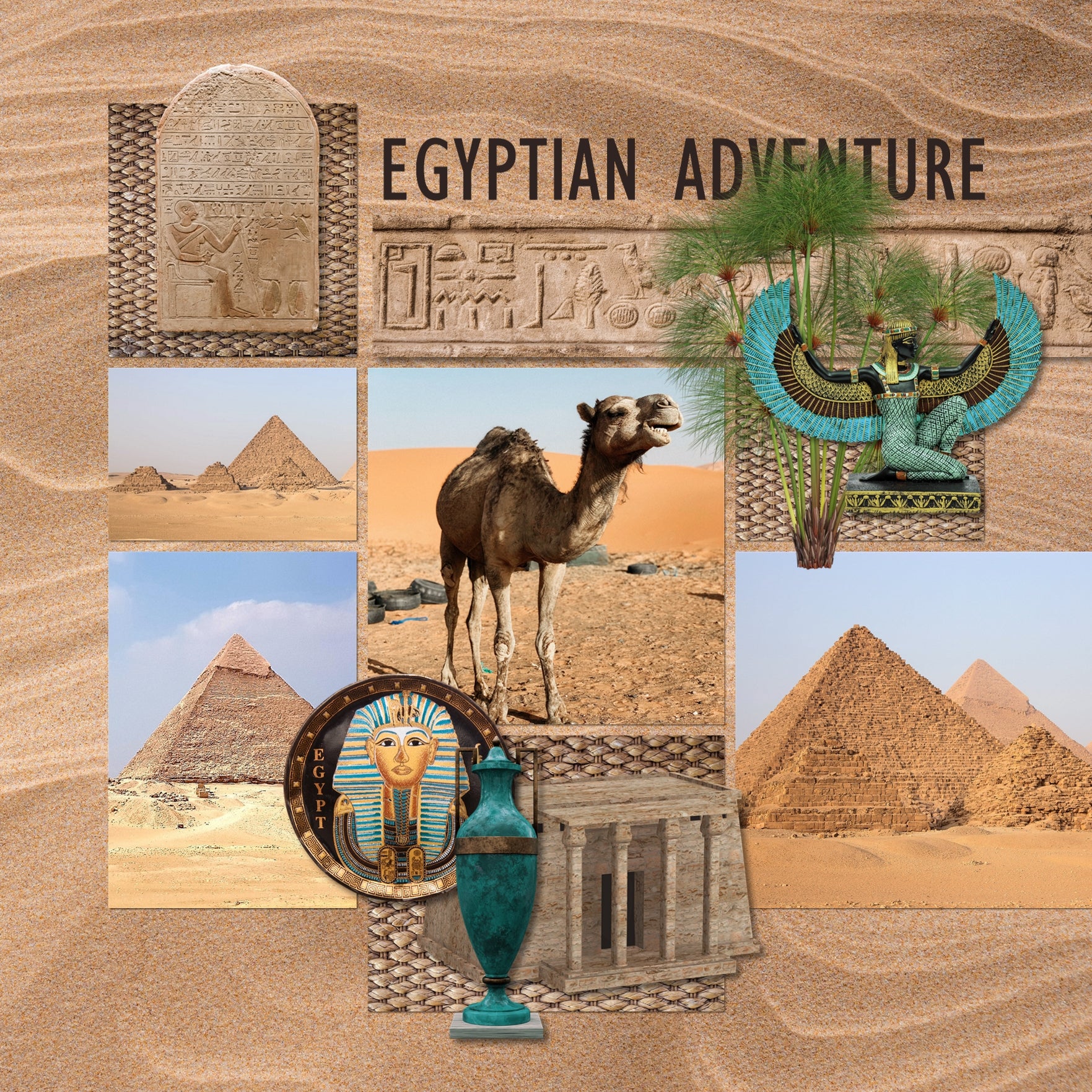 Adventure and explore through Egypt with this beautiful and realistic Egyptian travel digital scrapbooking bundle by Lucky Girl Creative. Bring your vacation pages to Egypt to life!