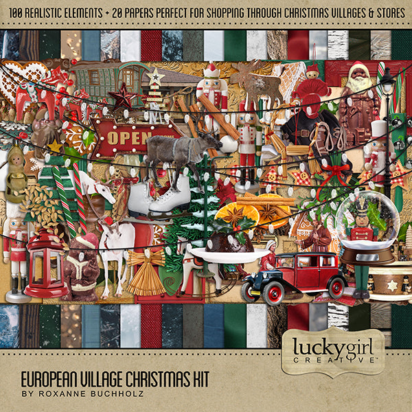 European Christmas Village Digital Scrapbook Kit